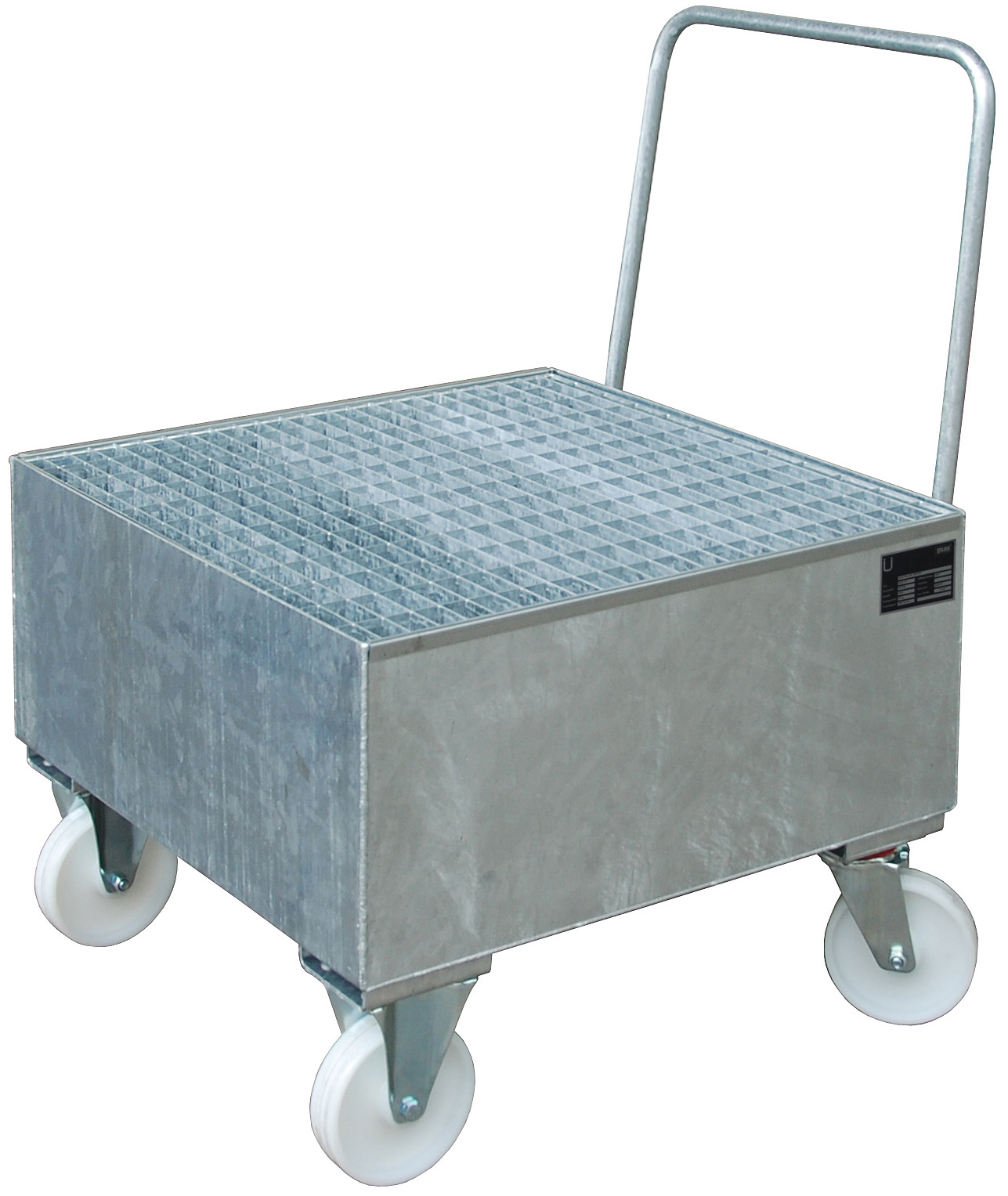Bauer Auffangwanne fahrbar Stahl Serie 2004|2005 - verzinkt Gefahrstoffwanne mobil verzinkt mit Gitterrost - Stahlwanne für 1 Fass 200 Liter (BA-4471-05-0000-7) Bild-01