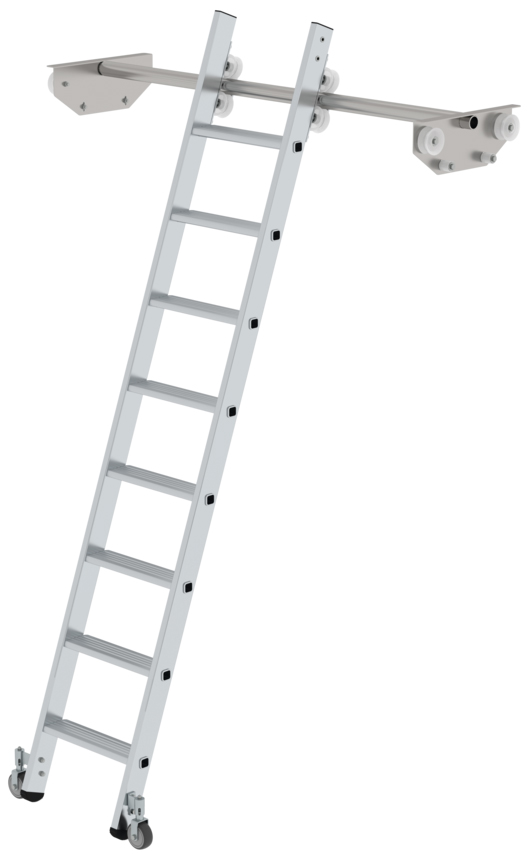 Günzburger Regalleiter für Doppelregal Alu 8 Stufen Leiter seitlich verschiebbar (GB-44608) Bild-01