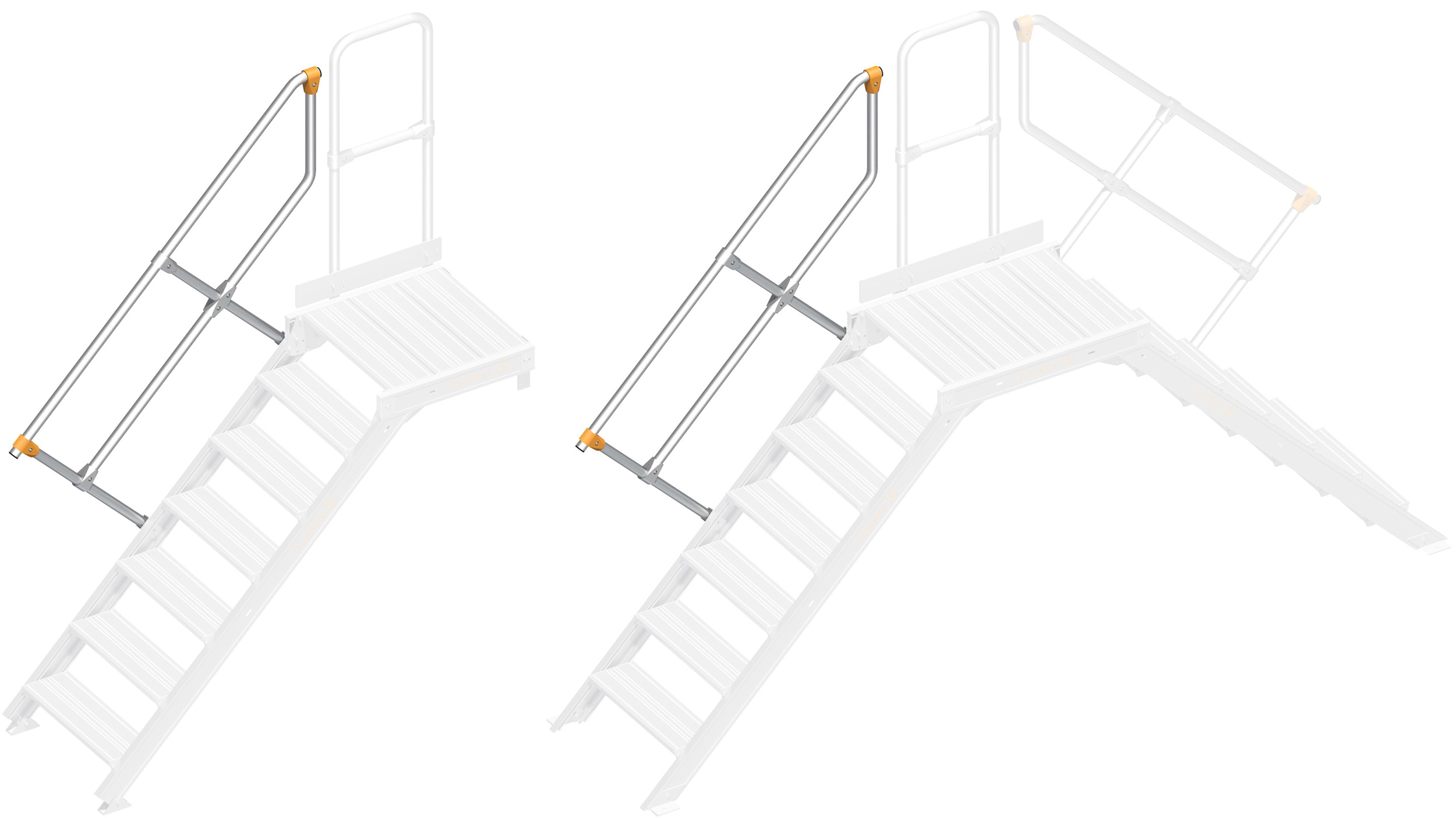 Layher Handlauf Plattformtreppe | Überstieg 45° 7 Stufen