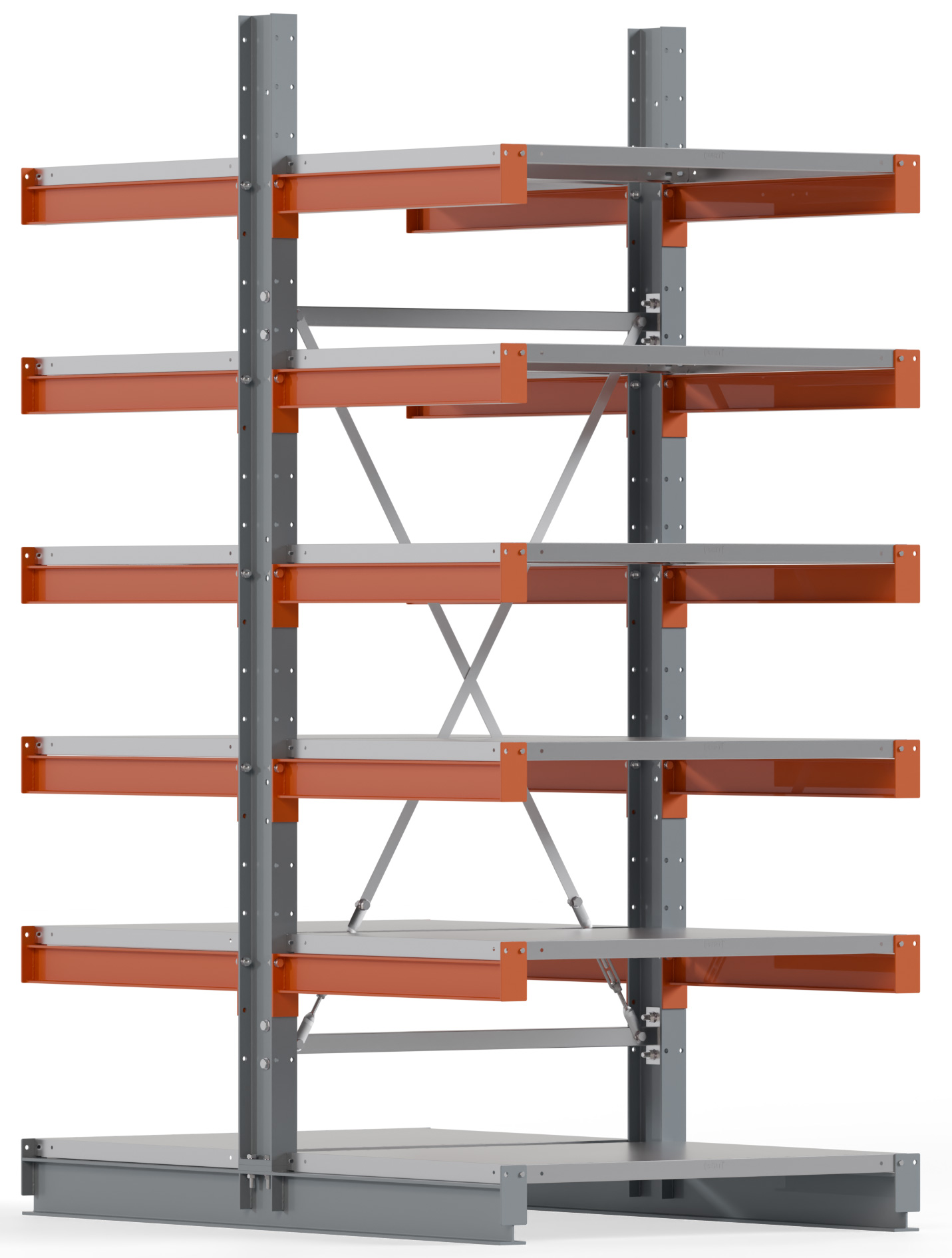 Regalwerk KARL BASIC 1300 Kragarmregal Stahlboden doppelseitig Grundfeld 2500 x 1000 x 800 mm Lagerregal mit Kragarmlast 660 kg | Ständerlast 1300 kg - 2x6 Ebenen mit Fachböden | Kragarme frei verstellbar (RW-B6-54210-80) Bild-01