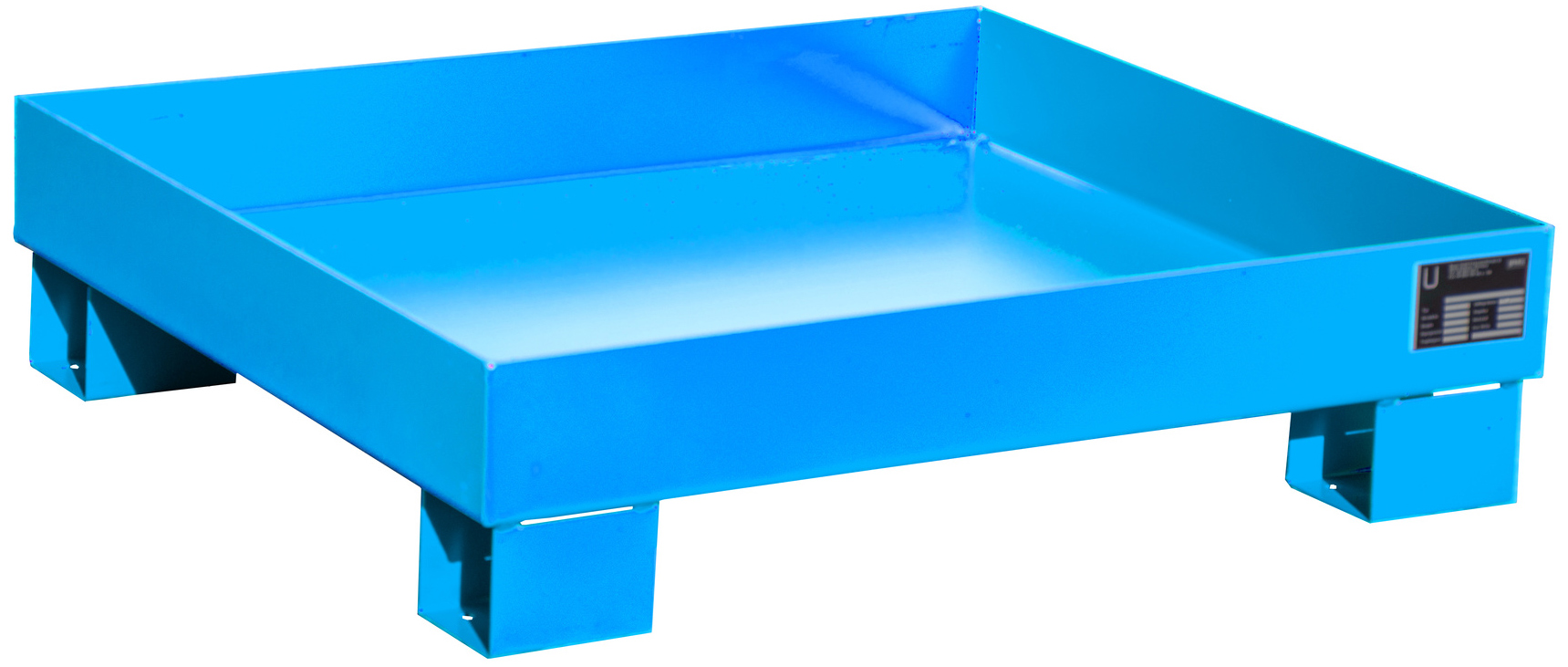 Bauer Auffangwanne Stahl AW 60-2 - RAL 5012 Gefahrstoffwanne lichtblau pulverbeschichtet ohne Gitterrost - Stahlwanne mit 68 Liter Auffangvolumen (BA-4471-51-0000-3) Bild-01