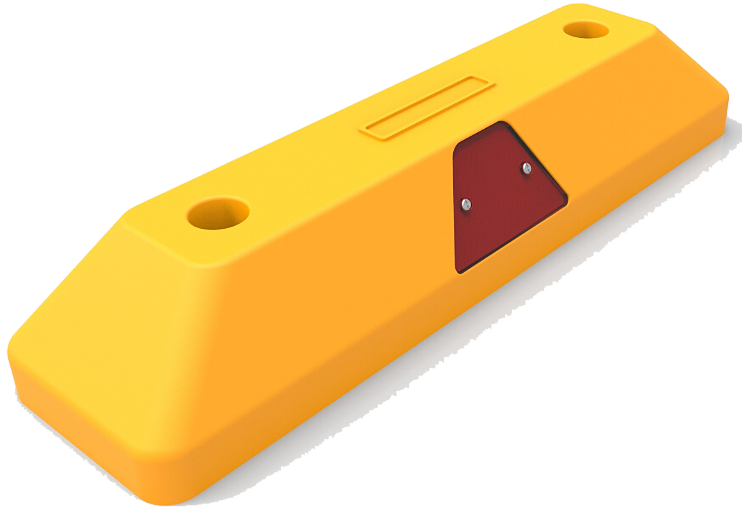 Schake Parkschwelle Kunststoff 0,55 m - gelb mit roten Reflektoren Leitschwelle aus HDPE - 2 Löcher zum Aufschrauben - 2 prismatische Reflektoren (SK-3393-101) Bild-01