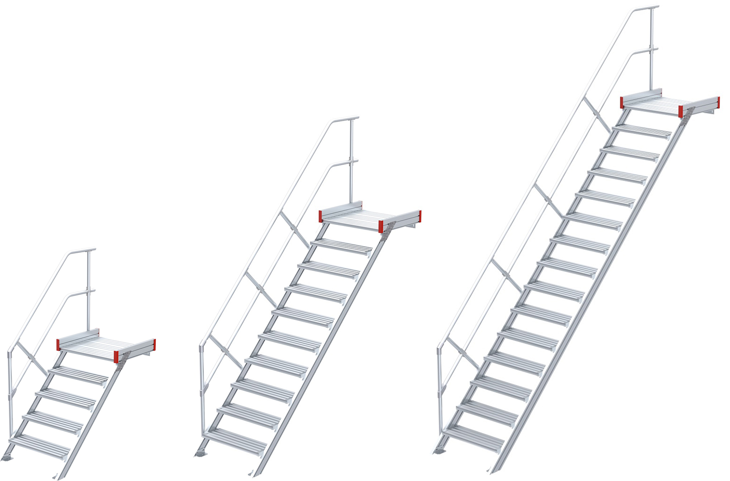 euroline Podesttreppe 45° - 600 mm breit - mit einem Handlauf