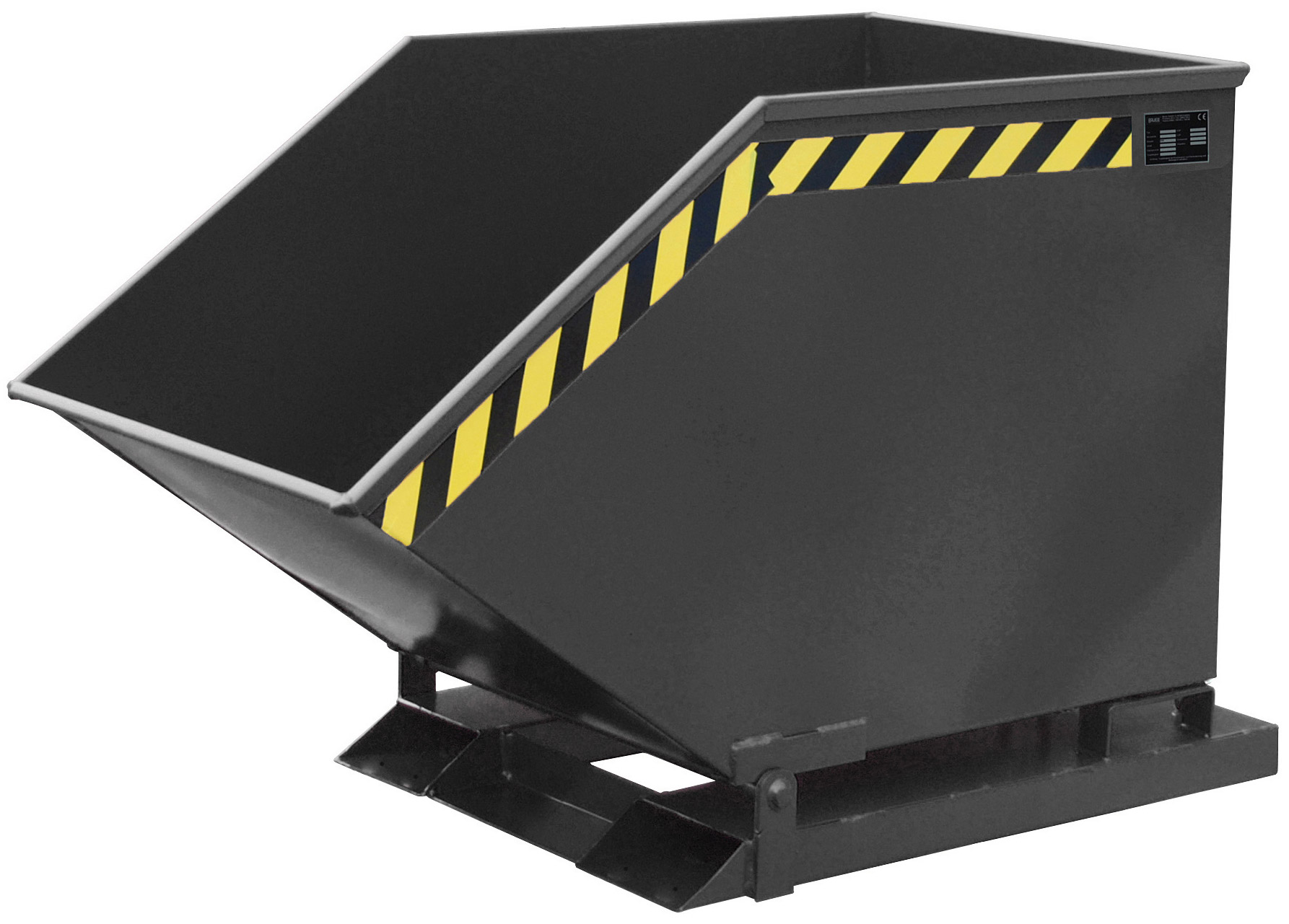 Bauer Muldenkipper SKK-600 - RAL 7021 Kippmulde 600 Liter für Stapler mit Ablasshahn - Schuttmulde schwarzgrau pulverbeschichtet (BA-4541-10-0000-16) Bild-01