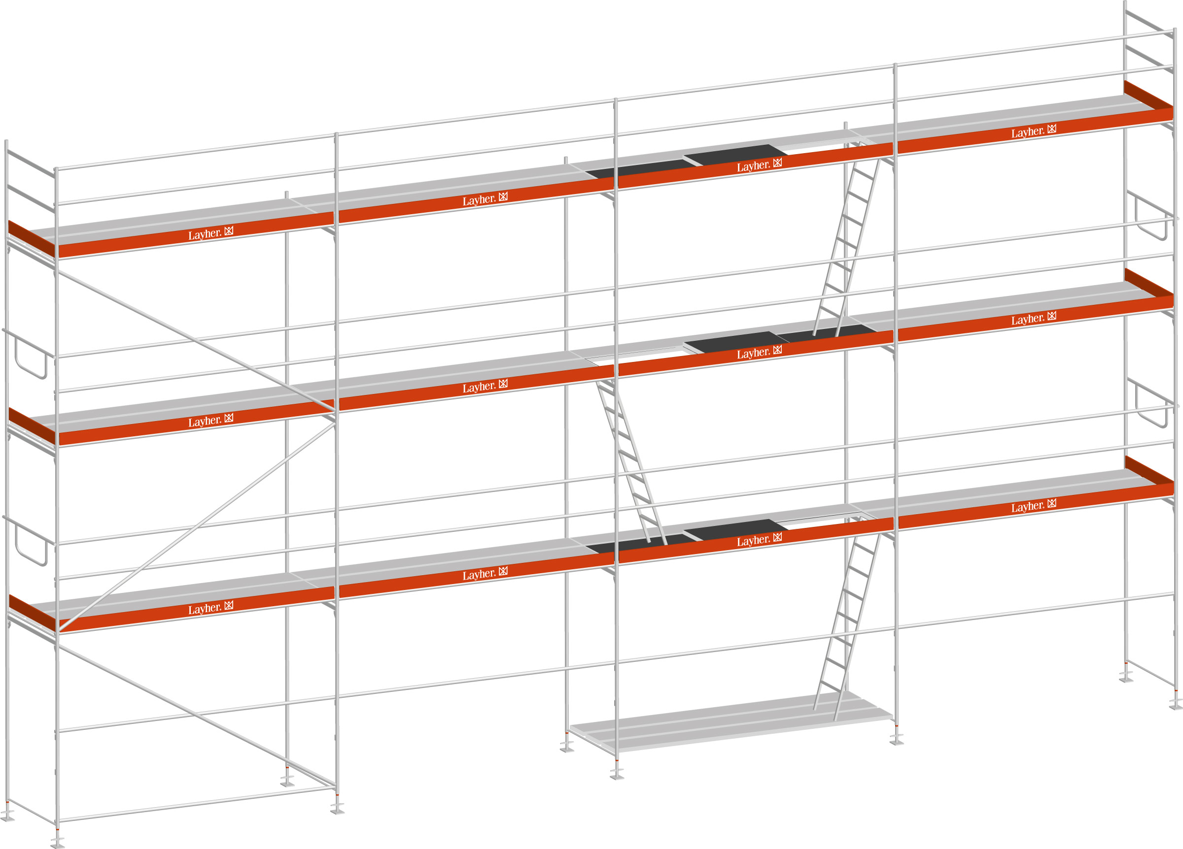 Layher Blitz Gerüst 70 Alu mit Stalu-Boden  84 m²