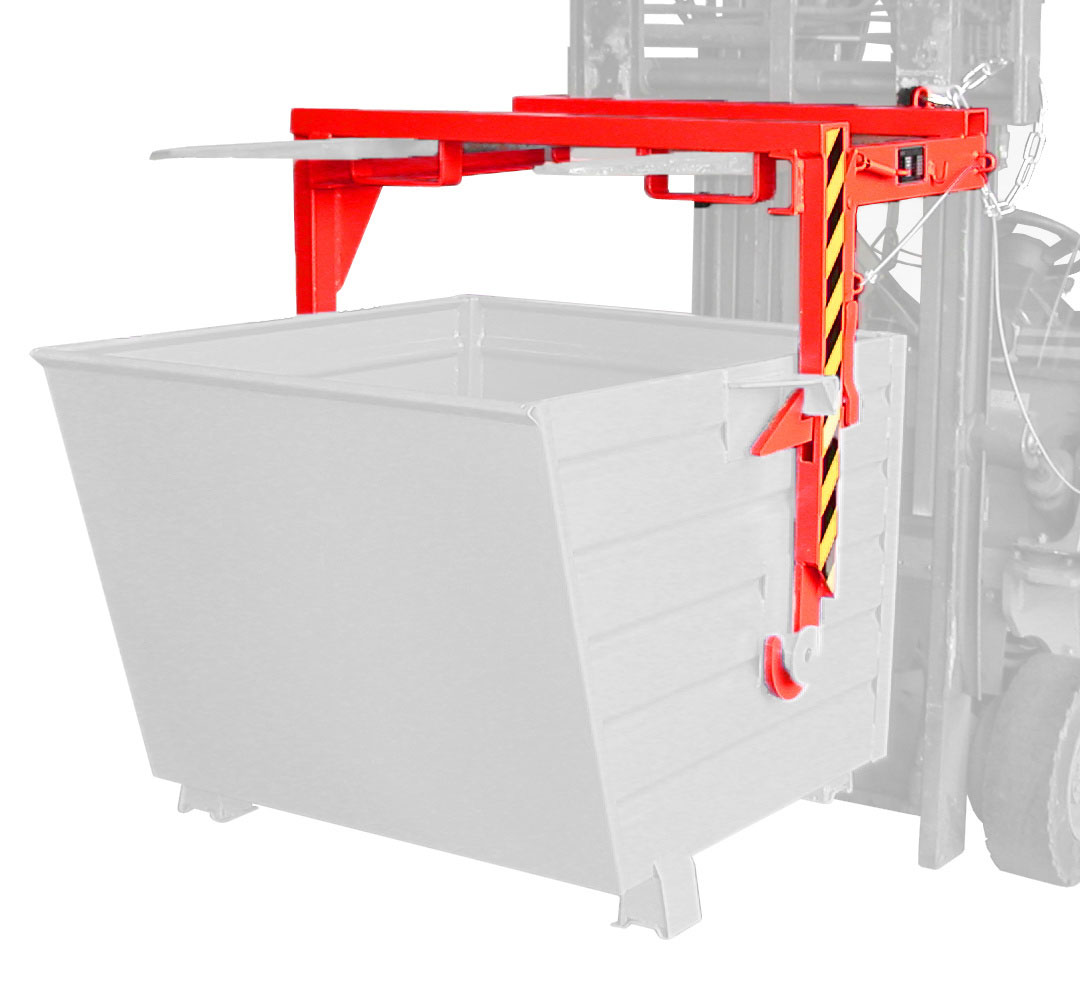 Bauer Stapelkippbehälter Traverse BST-70 - RAL 3000 Kippvorrichtung mechanisch für Kippmulde 700 Liter - Schuttmulde feuerrot pulverbeschichtet (BA-4421-24-0000-2) Bild-01