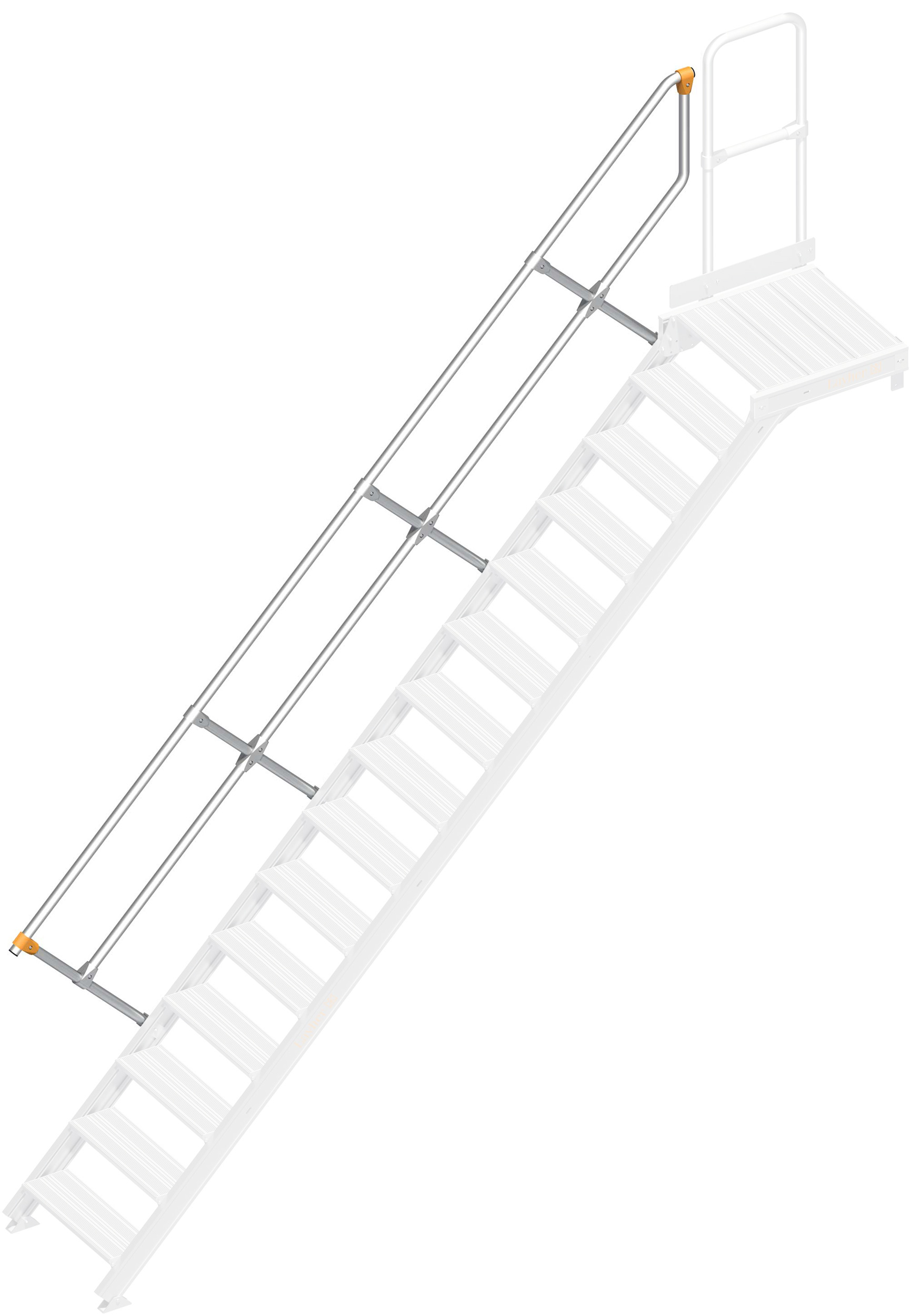 Layher Handlauf Plattformtreppe | Überstieg 45° 15 Stufen