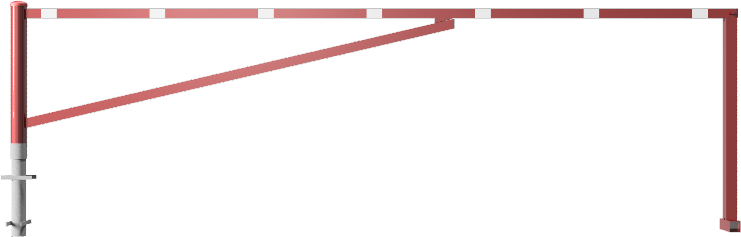 Schake Drehschranke mit 2 Auflagestützen - Schrankenbaum 60 x 40 mm OEV rot | weiß - 4500 mm