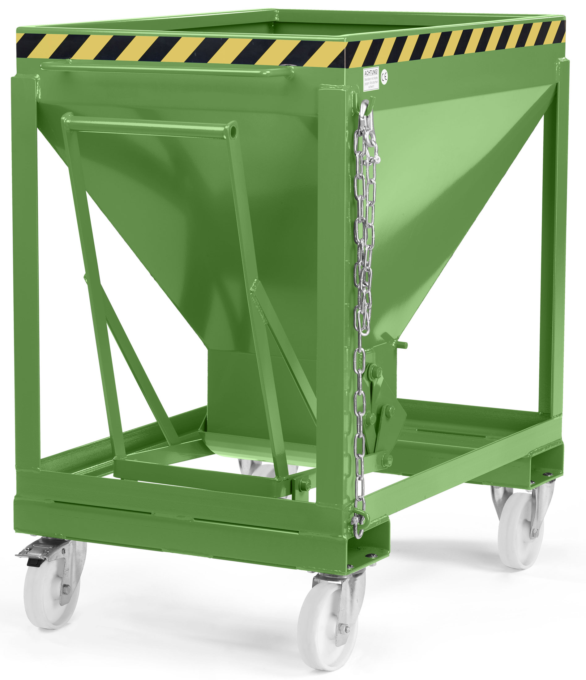 RR Industrietechnik Silowagen RSLF-375 - RAL 6011 Silobehälter 375 Liter für Stapler - Silotrichter mit Rollen resedagrün pulverbeschichtet (RR-120200012) Bild-02