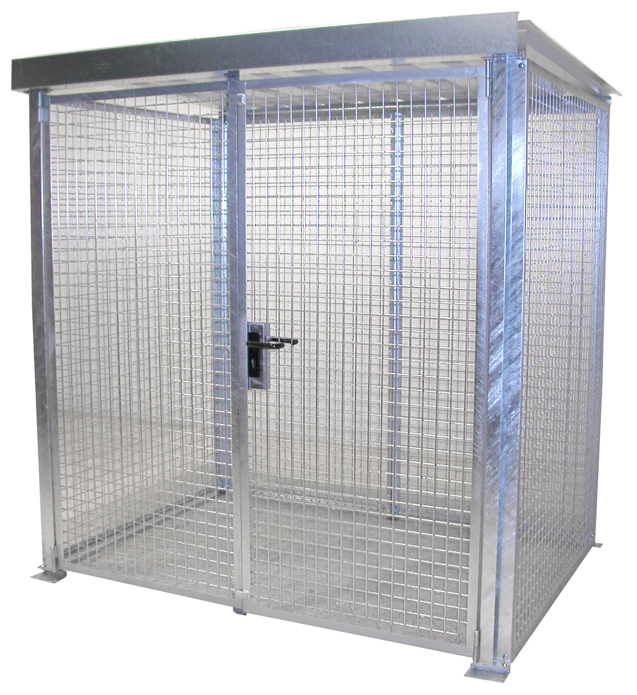 Bauer Gasflaschen-Container Stahl GFC-M2|D-DF Gasflaschenlager für 48 Flaschen Ø 230 mm - mit Dach und Doppelflügeltor - Stahl verzinkt (BA-4477-21-0000-7) Bild-01