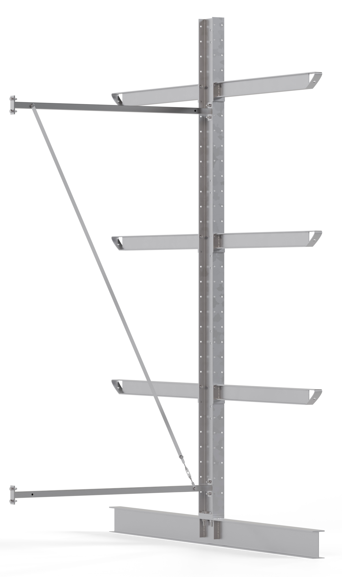 Regalwerk KARL HEAVY 2700 Kragarmregal doppelseitig Anbaufeld 3500 x 1500 x 2580 mm Schwerlastregal verzinkt mit Kragarmlast 800 kg | Ständerlast 2700 kg - 4 Ebenen | Kragarme frei verstellbar (RW-B6-70411-120) Bild-01