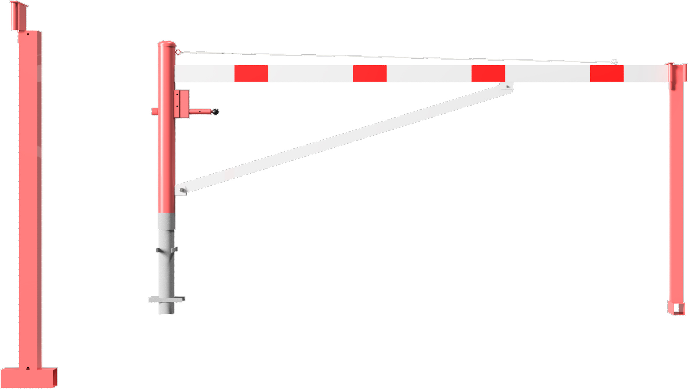 Schake Drehschranke mit Auflagestütze - Schrankenbaum 100 x 50 mm OED weiß | rot - 3000 mm