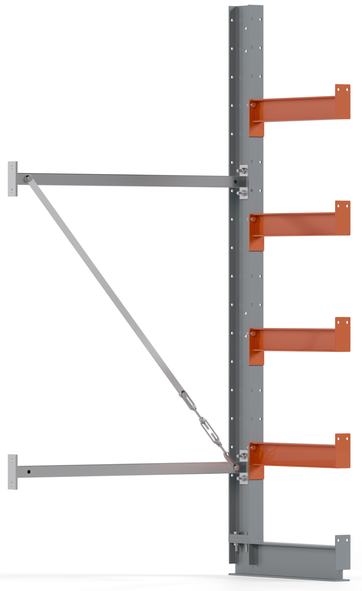Regalwerk KARL BASIC 2150 Kragarmregal einseitig Anbaufeld 2000 x 1000 x 500 mm Lagerregal mit Kragarmlast 870 kg | Ständerlast 2150 kg - 5 Ebenen | Kragarme frei verstellbar (RW-B6-50101-50) Bild-01