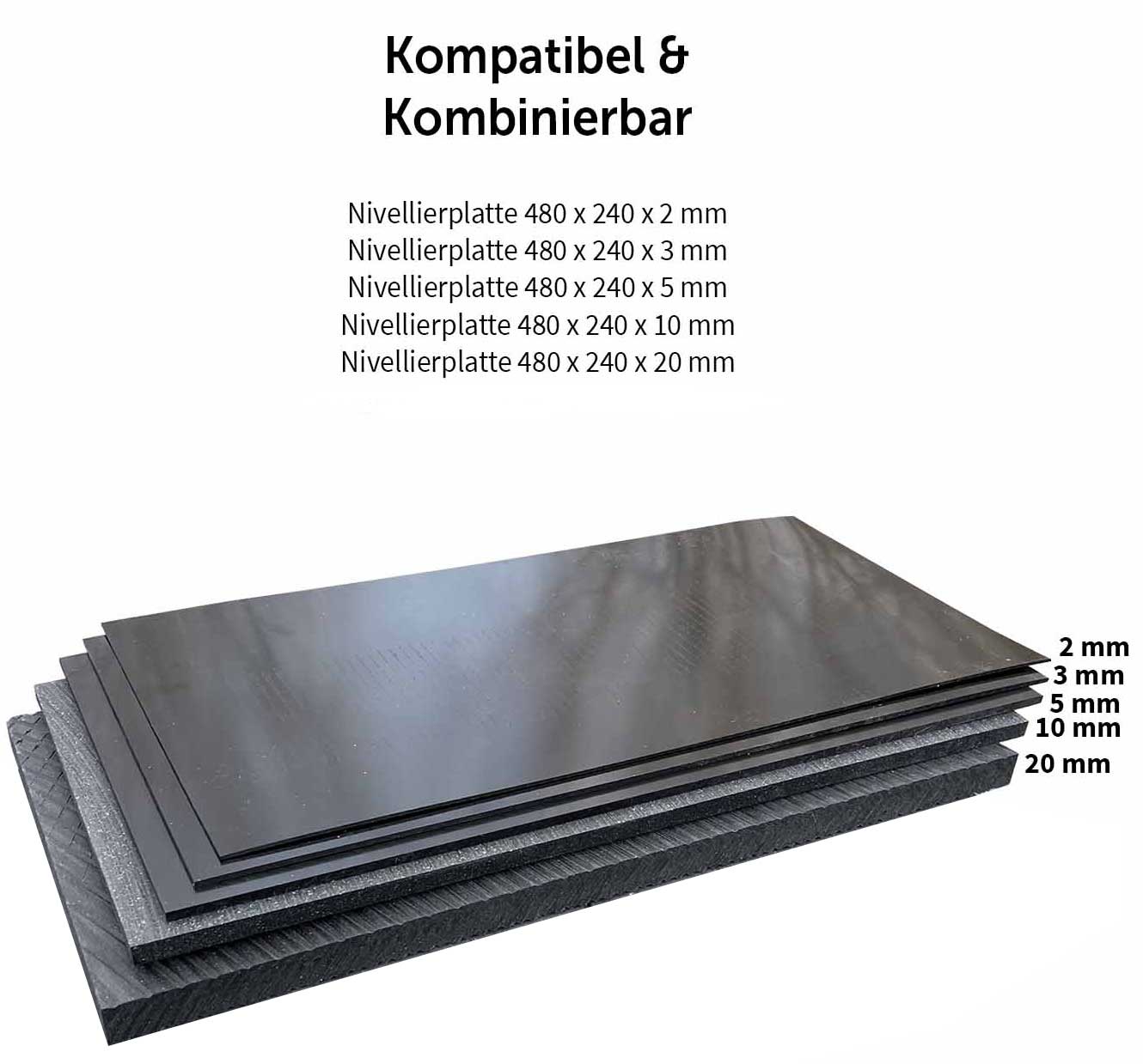 hawego Nivellierplatte | Distanzplatte 480 x 240 x 2 mm Kunststoffplatte zur Unterpallung -  Lastverteilungsplatte mit Oberfläche glatt / glatt (HW-NP-480-240-2) Bild-01