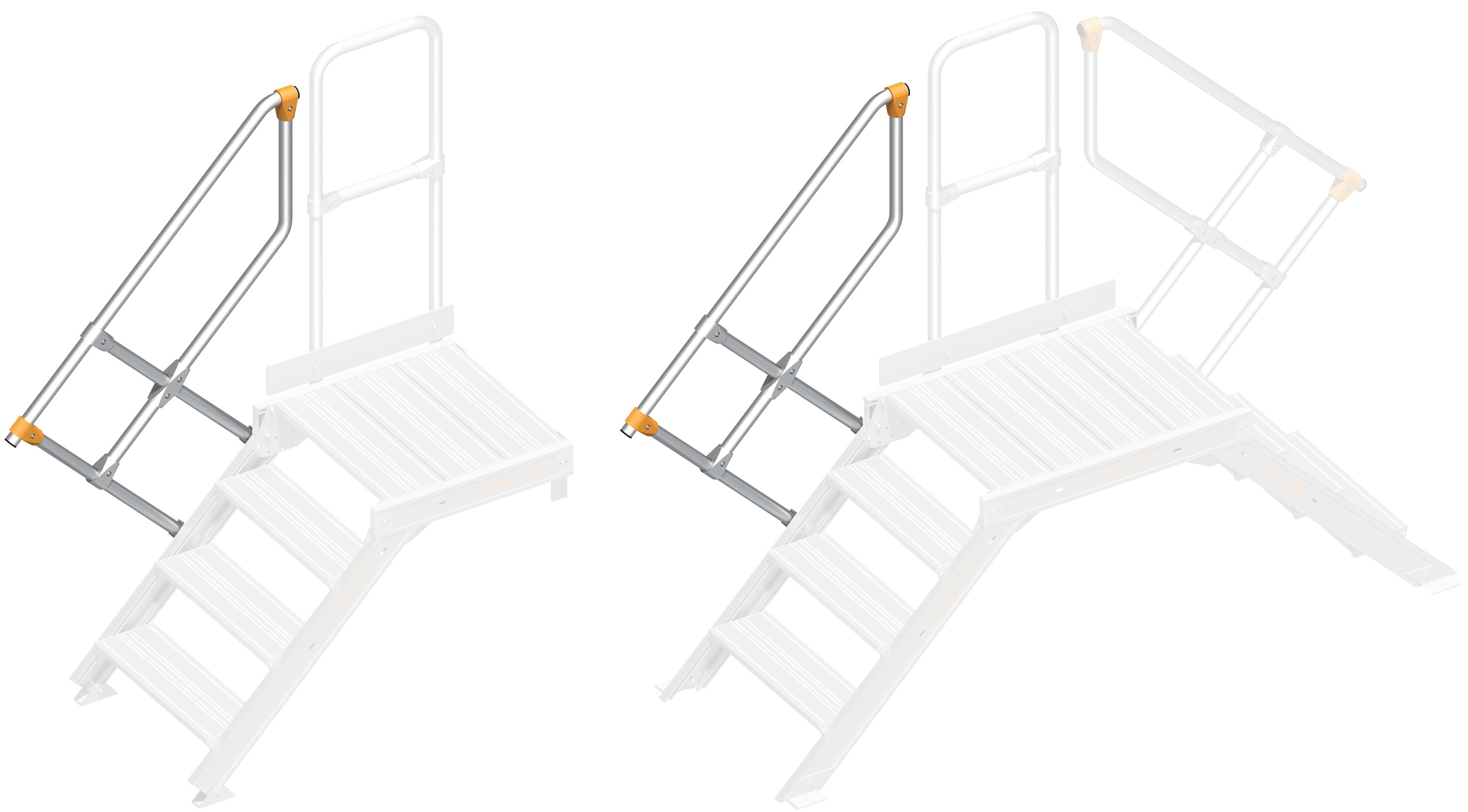 Layher Handlauf Plattformtreppe | Überstieg 45° 4 Stufen