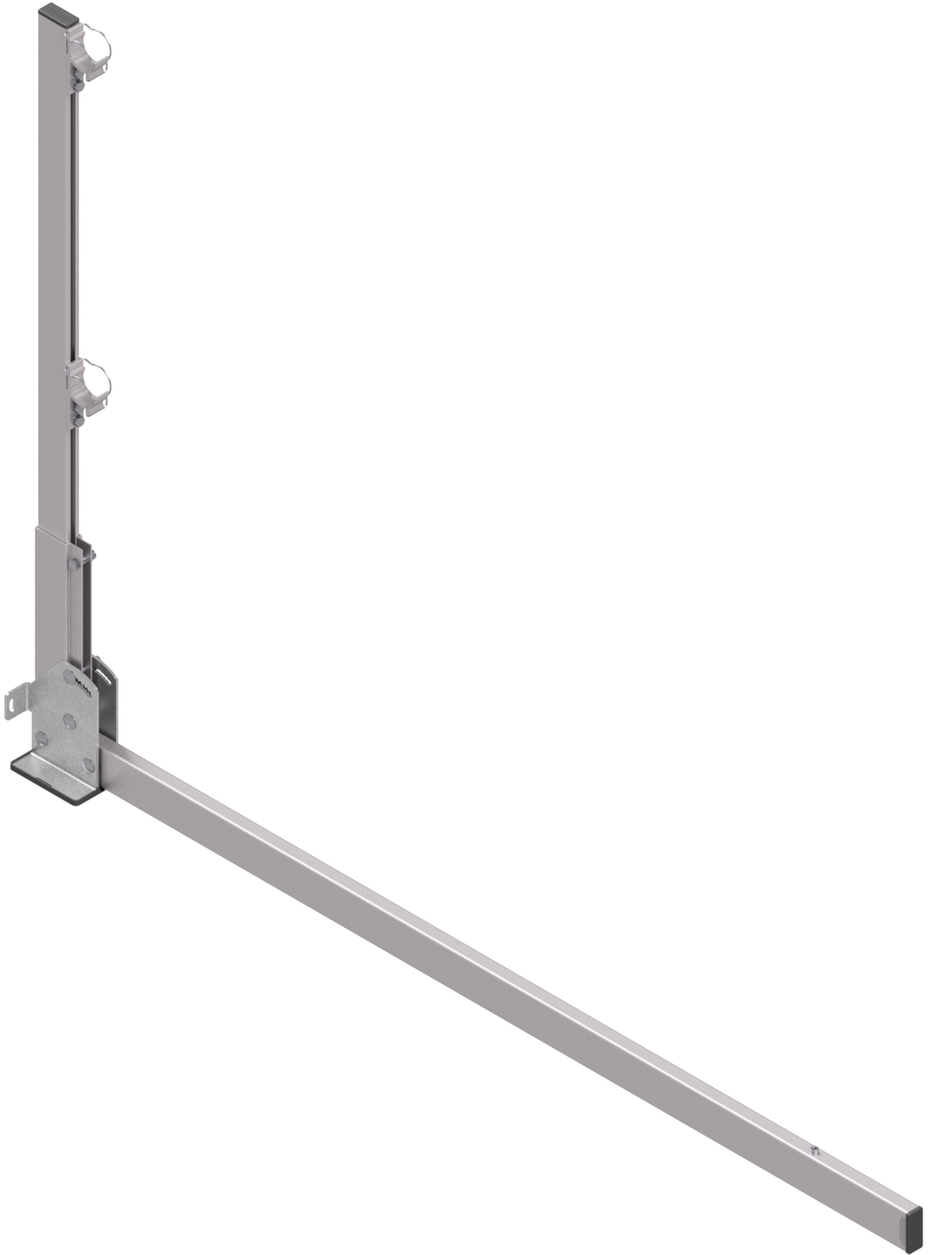 Hymer HYGHTS Geländersystem Pfosten neigbar - Auslegerlänge 1,50 m Geländerpfosten verstellbar -5° bis 30° mit langem Ausleger | 200 mm Höhenausgleich - Geländerbügel Alu / Edelstahl (HY-30512212) Bild-01