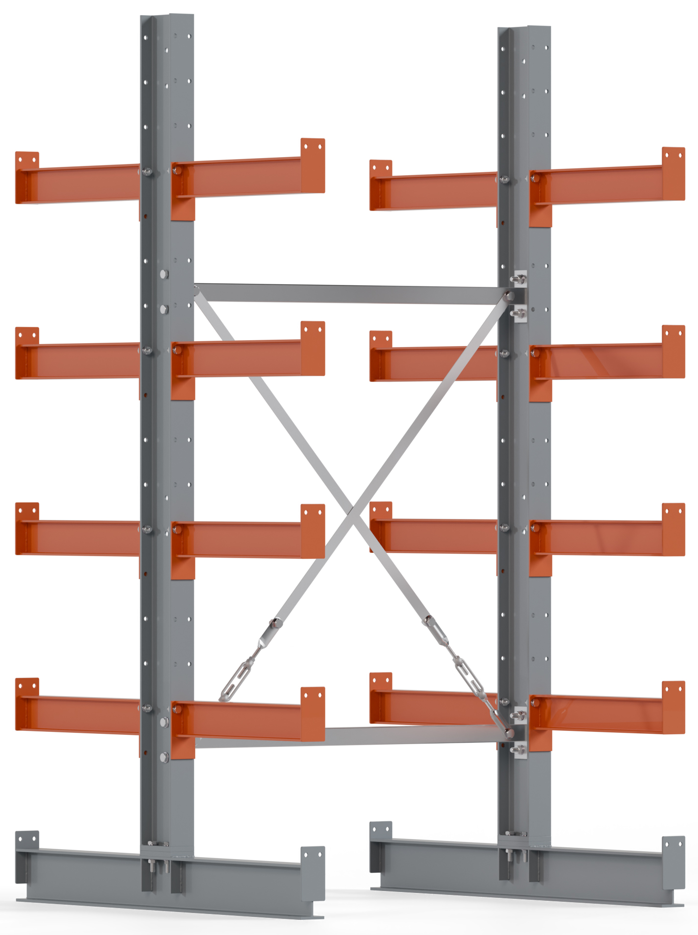 Regalwerk KARL BASIC 2150 Kragarmregal doppelseitig Grundfeld 2000 x 1000 x 500 mm Lagerregal mit Kragarmlast 870 kg | Ständerlast 2150 kg - 5 Ebenen | Kragarme frei verstellbar (RW-B6-50110-50) Bild-01