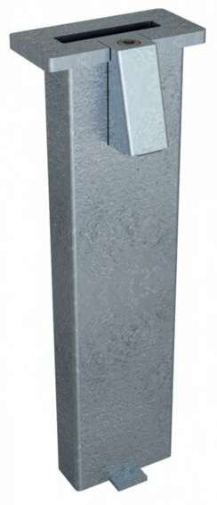 Schake Bodenhülse 400 mm - für Flachstahlanlehnbügel Stahlrohr Hülse verzinkt - mit seitlicher Verschraubungen - für verschiedene Vierkantrohre (SK-C-450.41) Bild-02