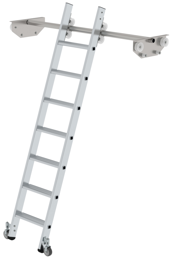 Günzburger Regalleiter für Doppelregal Alu 7 Stufen Leiter seitlich verschiebbar (GB-44607) Bild-01