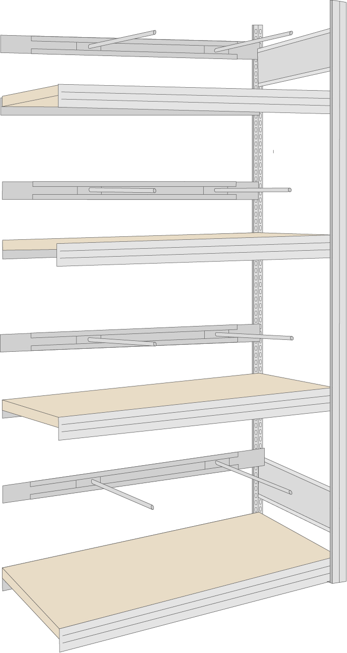 Regalwerk Schilderregal Anbaufeld 2500 x 875 x 600 mm mit Tiefenriegel - Fachlast 250 kg - 4 Ebenen (RW-B3-50909-60) Bild-01