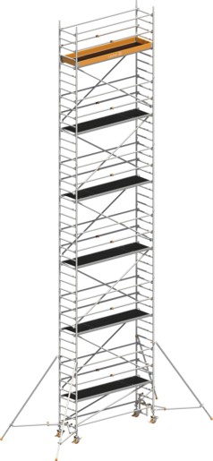 Fahrgerüst Layher Uni Standard P2 hawego 1411131 mit Stützen und Telegeländer - Arbeitshöhe 13,20 m fahrbares Gerüst mit Standleiter-Optimierung - Rollgerüst Sicherheitsaufbau P2 mit Gerüststützen (LS-1411131-H) Bild-01