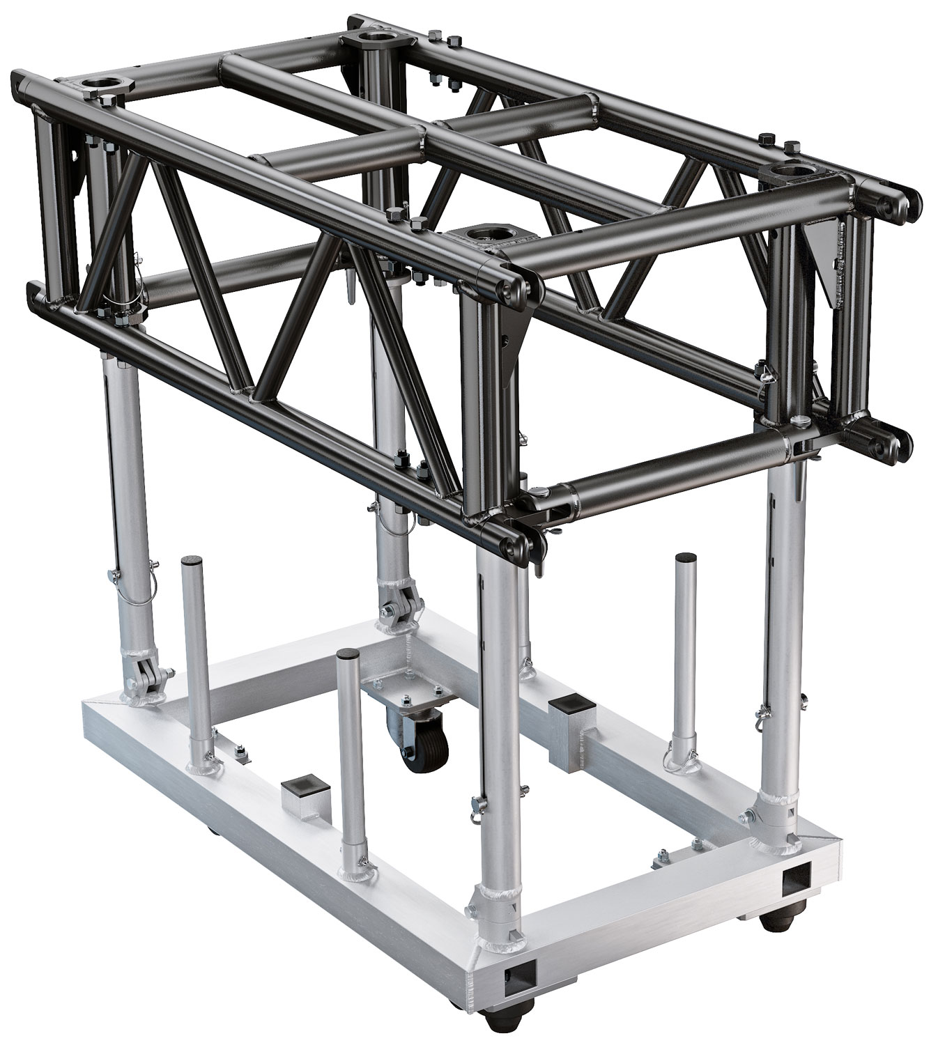 Global Truss Traverse PreRig 120 cm Stage Black mit Dolly 5-Punkt Traverse aus Aluminium mit Transportgestell (GT-PR-SET-1200B) Bild-01