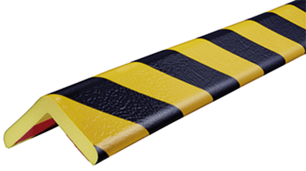 Knuffi Eckschutzprofil Typ H+ 60 x 60 mm PU - zweifarbig gestreift Warnschutz Profil L-Winkel aus Polyurethan - Eckprofil gestreift - verschiedenen Ausführungen (SM-C-PH-11017) Bild-01