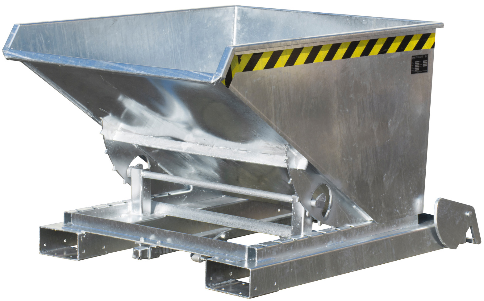 Bauer Abrollkipper 4A-600 - verzinkt Kippmulde 600 Liter mit 3 Entriegelungspunkten für Stapler - Schuttmulde Stahl verzinkt (BA-4462-42-0000-7) Bild-01