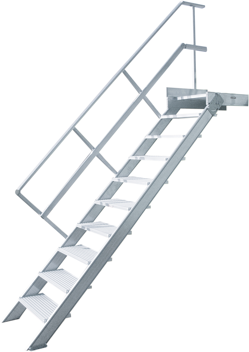 Hymer Podesttreppe 45° - 600 mm breit - mit einem Handlauf