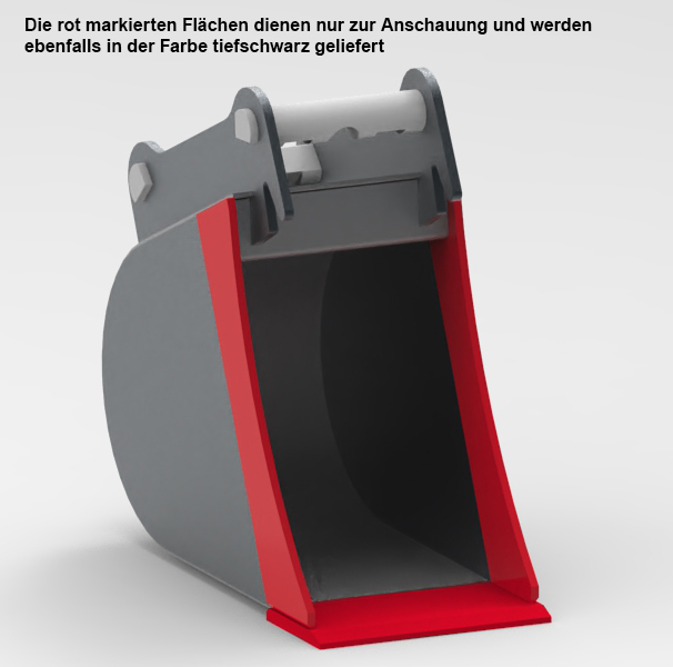 Petry Tieflöffel ohne Zähne - BG3 Gewichtsklasse 2-3 Tonnen Baggerschaufel Stahl bauchige Bauform - Baggerlöffel tiefschwarz lackiert - kompatibel mit MS03 Schnellwechsler (PM-C-107023) Bild-01