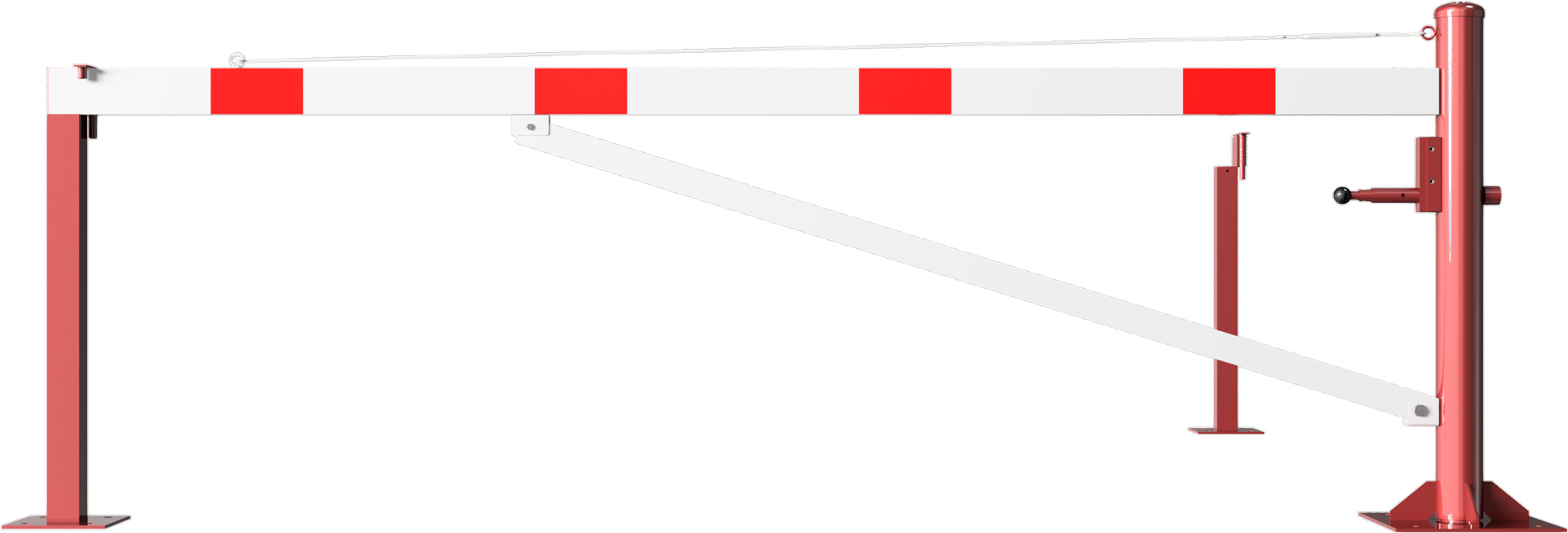 Schake Drehschranke mit Auflagestütze - Schrankenbaum 100 x 50 mm ODV weiß | rot - 3000 mm