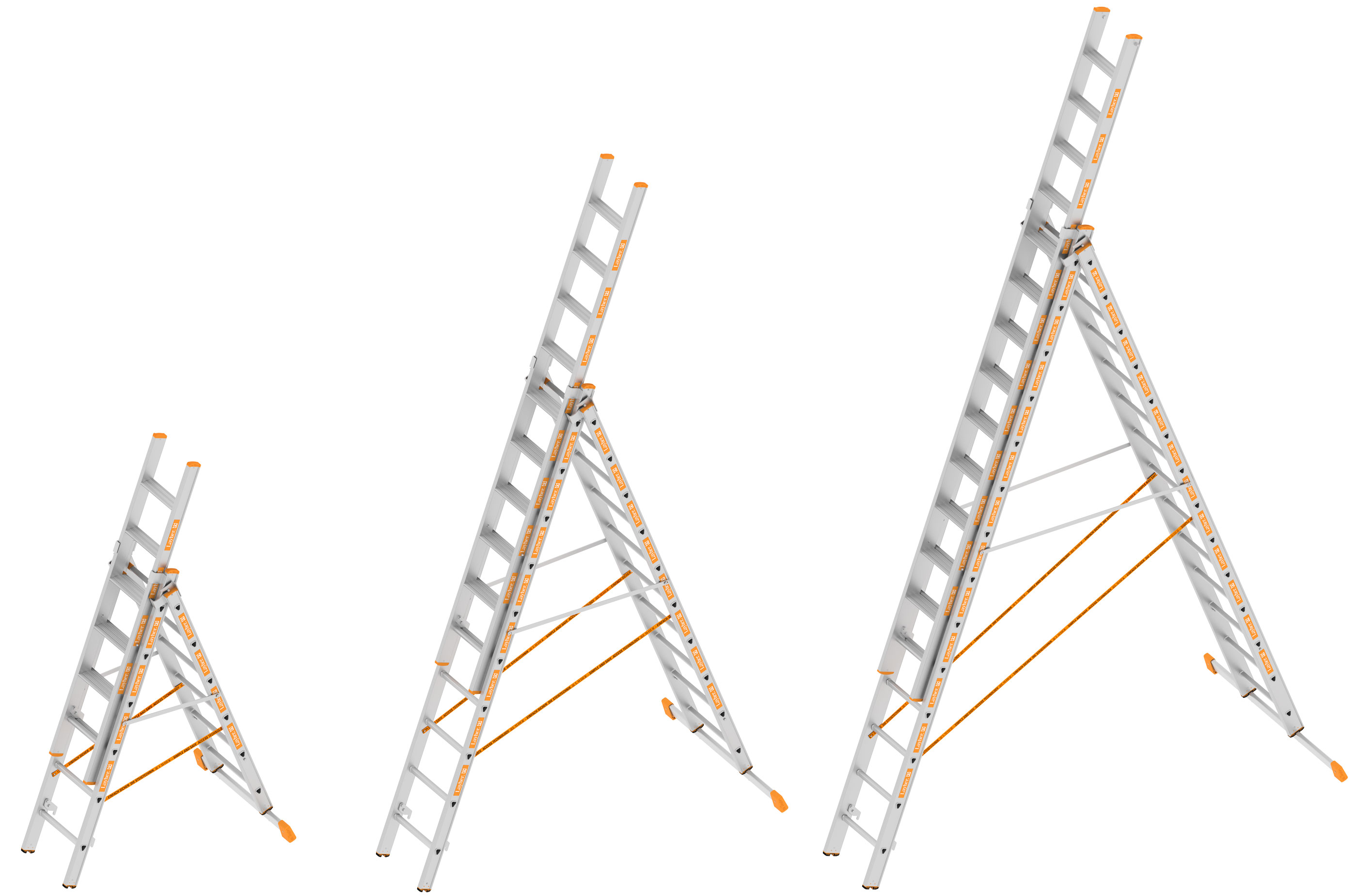 Layher Allzweckleiter Alu 3-teilig Stufen-Sprossen Kombination Multifunktionsleiter mit Traverse | Oberleiter mit Stufen (LS-C-1041.006) Bild-01