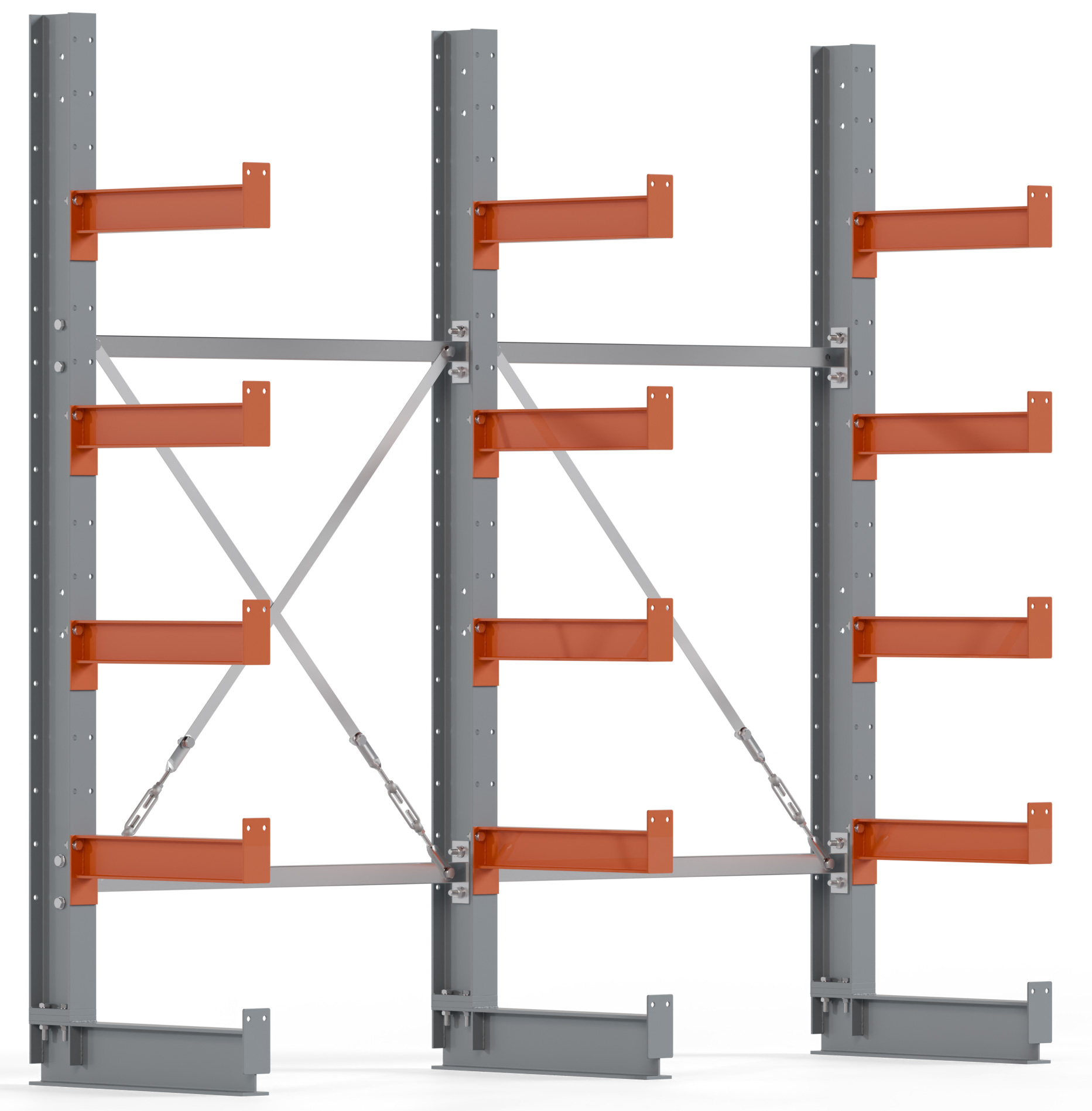 Regalwerk KARL BASIC 2150 Kragarmregal einseitig Komplettset 2000 x 2000 x 500 mm Lagerregal 2 Felder mit Kragarmlast 870 kg | Ständerlast 2150 kg - 5 Ebenen | Kragarme frei verstellbar (RW-B6-50100-50-S1) Bild-01