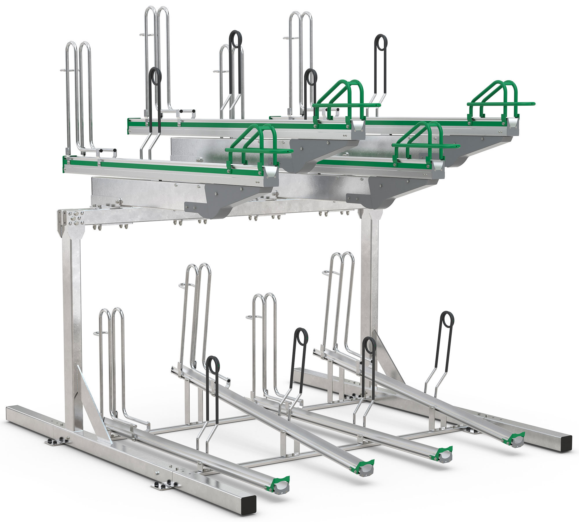 WSM Fahrradständer Doppelstockparker BikeHub Stahl - Premium 1|08 Doppelstockparksystem mit Hoch- und Tiefeinstellung einseitig befahrbar - Bügelparker Stahl verzinkt (WSM-105600055) Bild-01