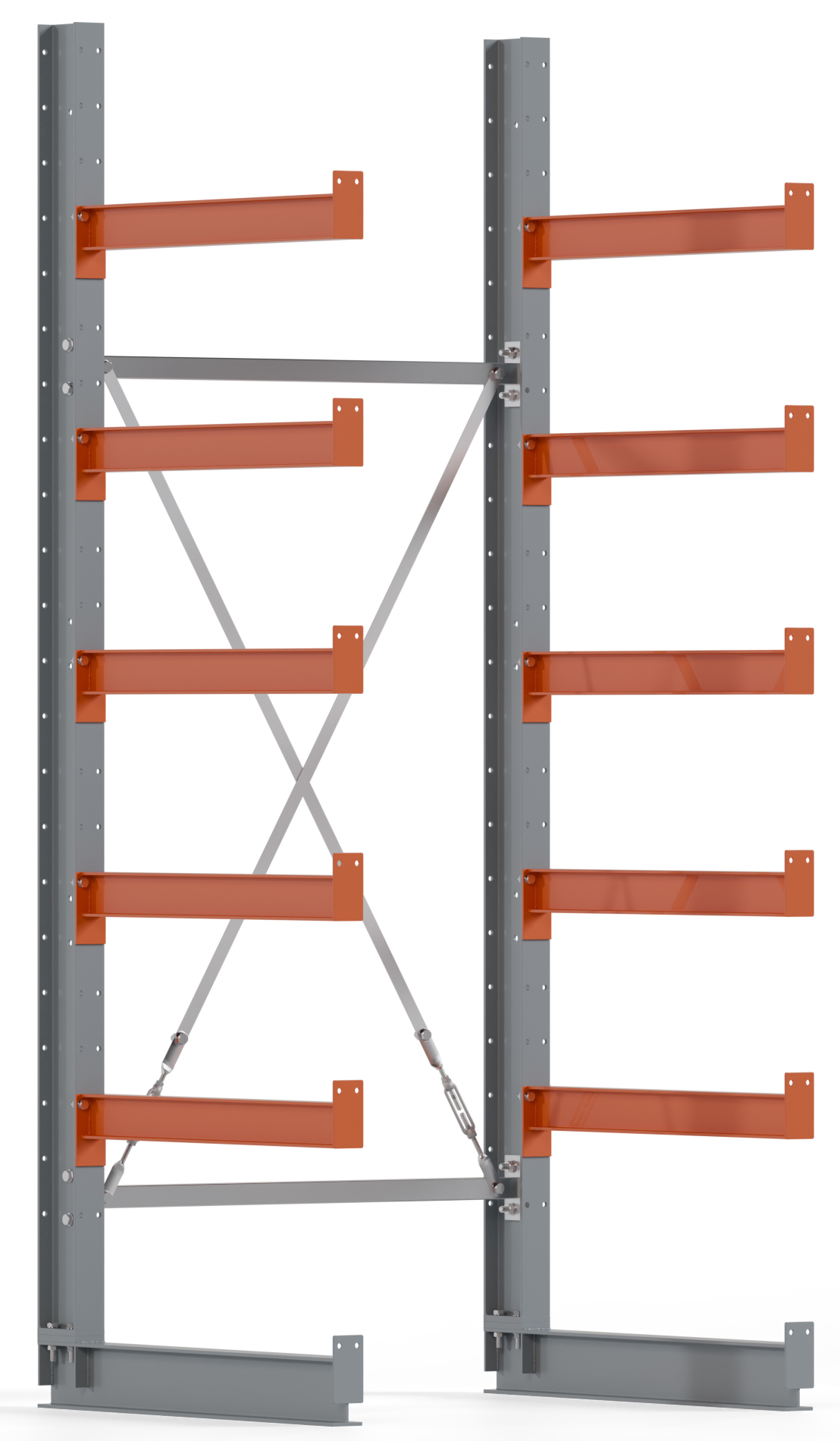 Regalwerk KARL BASIC 1300 Kragarmregal einseitig Grundfeld 2500 x 1000 x 800 mm Lagerregal mit Kragarmlast 550 kg | Ständerlast 1300 kg - 6 Ebenen | Kragarme frei verstellbar (RW-B6-50200-80) Bild-01