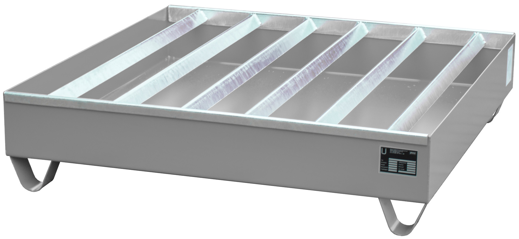 Bauer Auffangwanne Stahl PW 200-4 - RAL 7005 Gefahrstoffwanne mausgrau pulverbeschichtet mit Fassauflage - Stahlwanne mit 230 Liter Auffangvolumen (BA-4471-83-0000-5) Bild-01