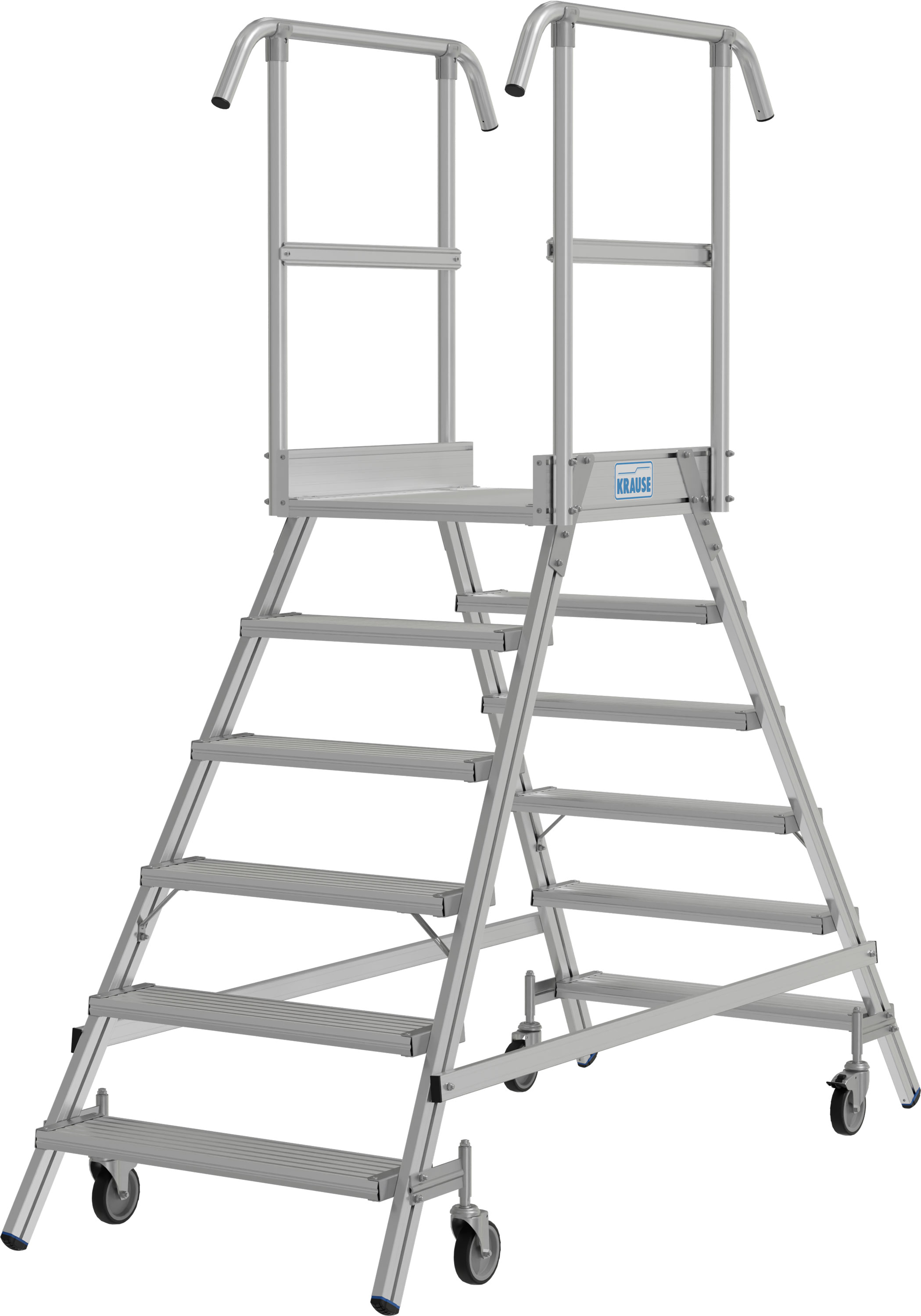 Krause Alu-Podestleiter mit Lenkrollen 2x6 Stufen