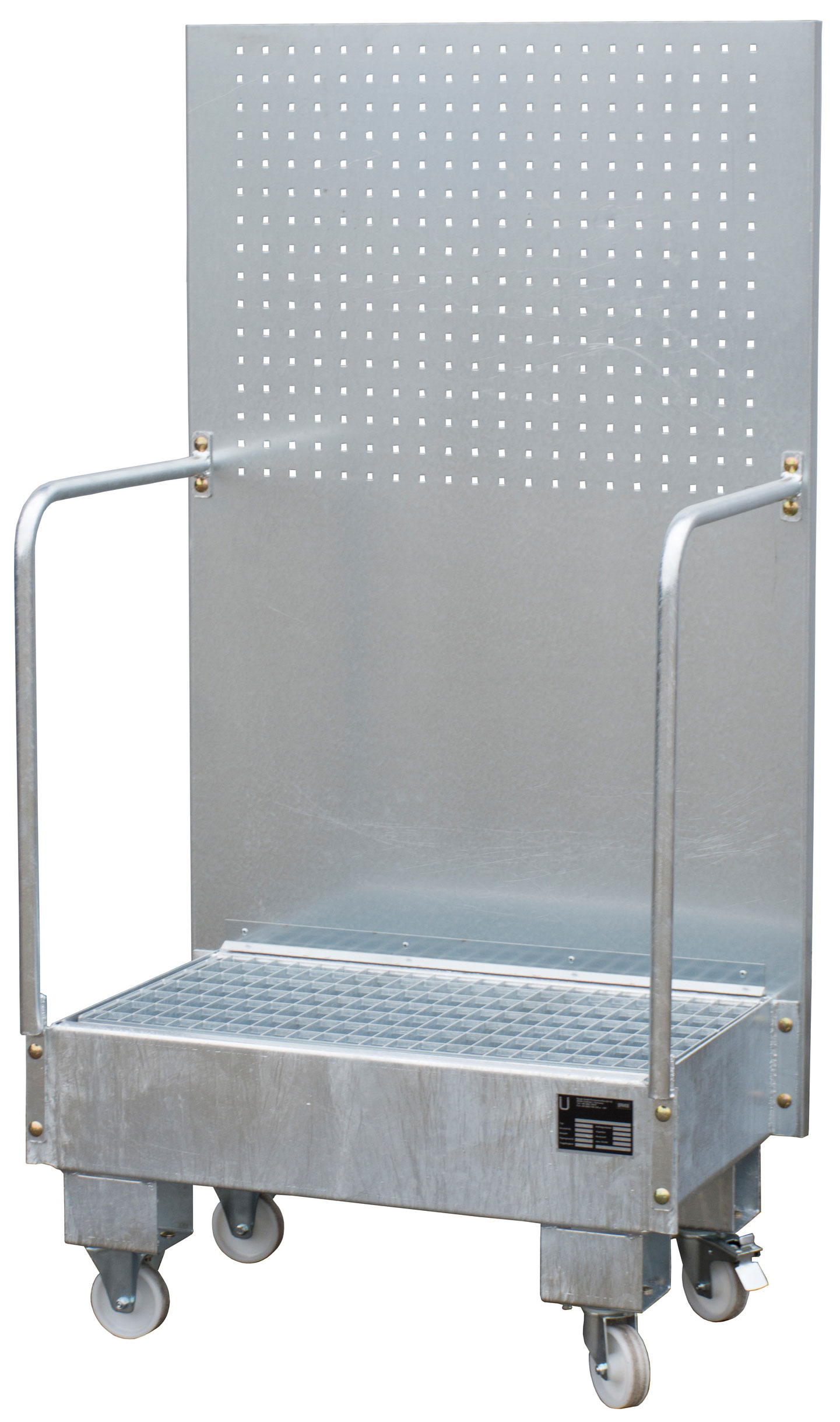 Bauer Auffangwanne fahrbar Stahl LPW 60-2 - verzinkt Gefahrstoffwanne mobil verzinkt mit Gitterrost - Stahlwanne für 2 Fässer 60 Liter (BA-4447-56-0000-7) Bild-01