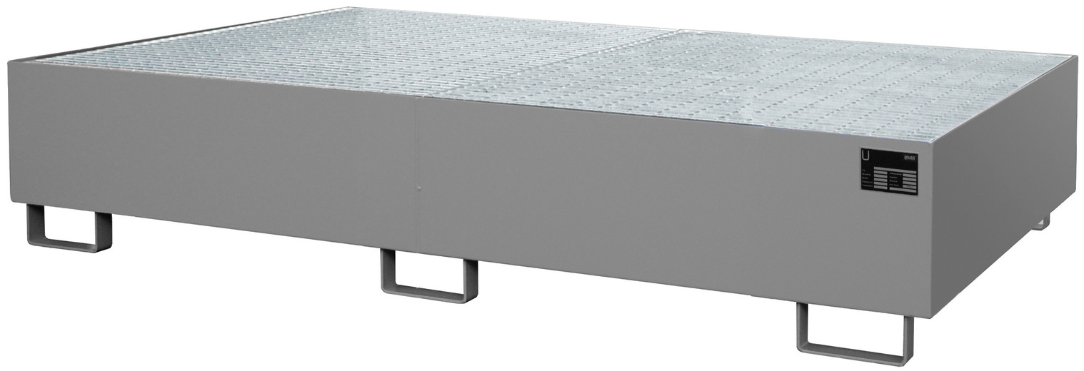 Bauer Regalwanne Stahl RW-GR 2700-2 - RAL 7005 Auffangbehälter mit Gitterrost für Regalfeldlänge 2700 mm - Stahlwanne mausgrau pulverbeschichtet mit 540 Liter Auffangvolumen (BA-4518-46-0000-5) Bild-01