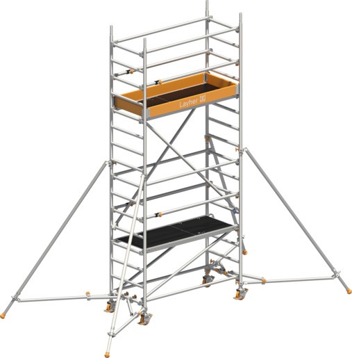 Rollgerüst Layher Uni Leicht P2 hawego 1413223 mit Stützen und Telegeländer - Arbeitshöhe 5,15 m  (LS-1413223-H) Bild-02