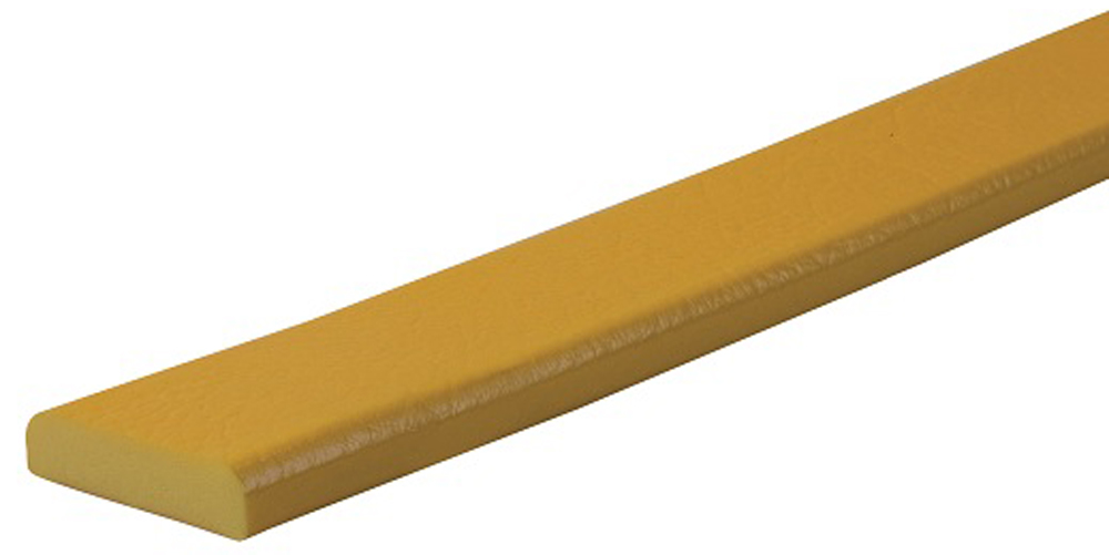 Knuffi Wandschutz Profil Typ F 40 x 11 mm gelb PU - 1,00 m Standard Warnschutz Profil Flachleiste extra schmal aus Polyurethan - Flächenprofil einfarbig mit selbstklebender Fläche (SM-PF-900402) Bild-01
