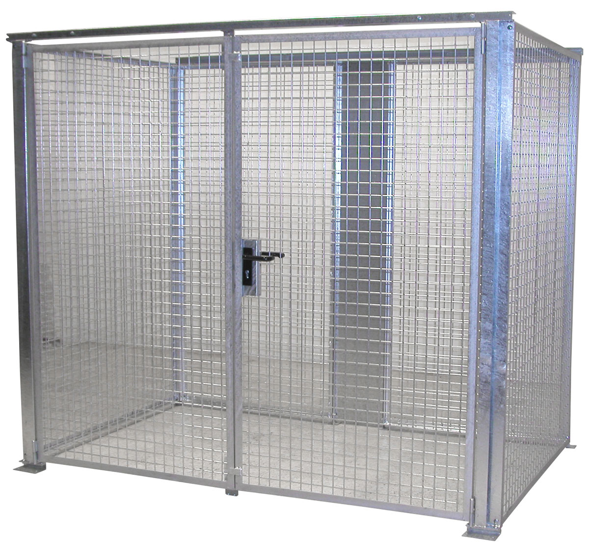 Bauer Gasflaschen-Container Stahl GFC-M3-DF Gasflaschenlager für 60 Flaschen Ø 230 mm - ohne Dach mit Doppelflügeltor - Stahl verzinkt (BA-4477-17-0000-7) Bild-01