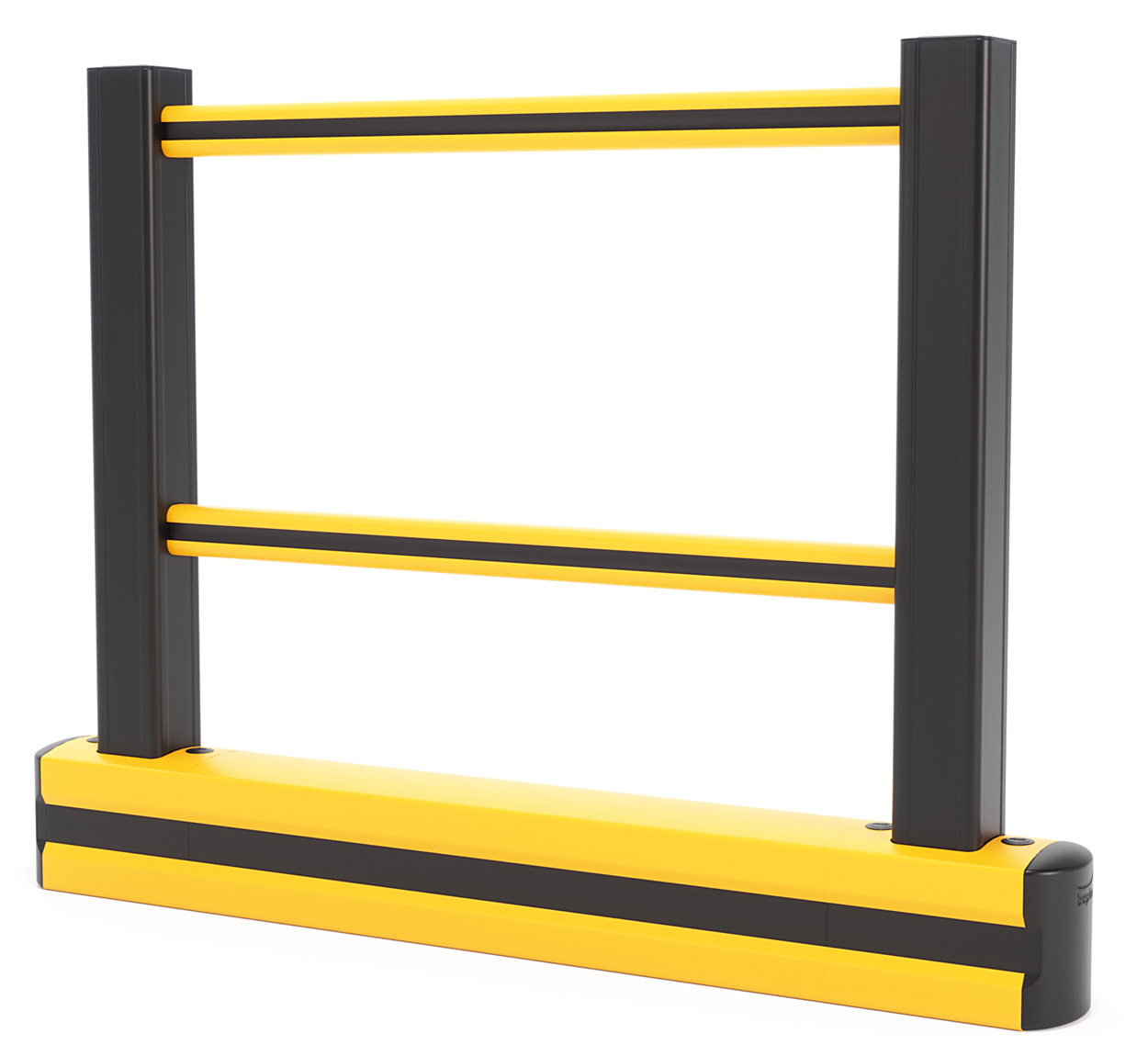 boplan Rammschutzleiste mit Geländer Flip 200F Plus gelb | schwarz - 1450 mm Personen-Rammschutzgeländer aus Kunststoff 1 Feld - 1100 mm Höhe |  Extrilene Rammschutzsystem RAL 1003 9005 (BP-PPPL2200-1450YB) Bild-01