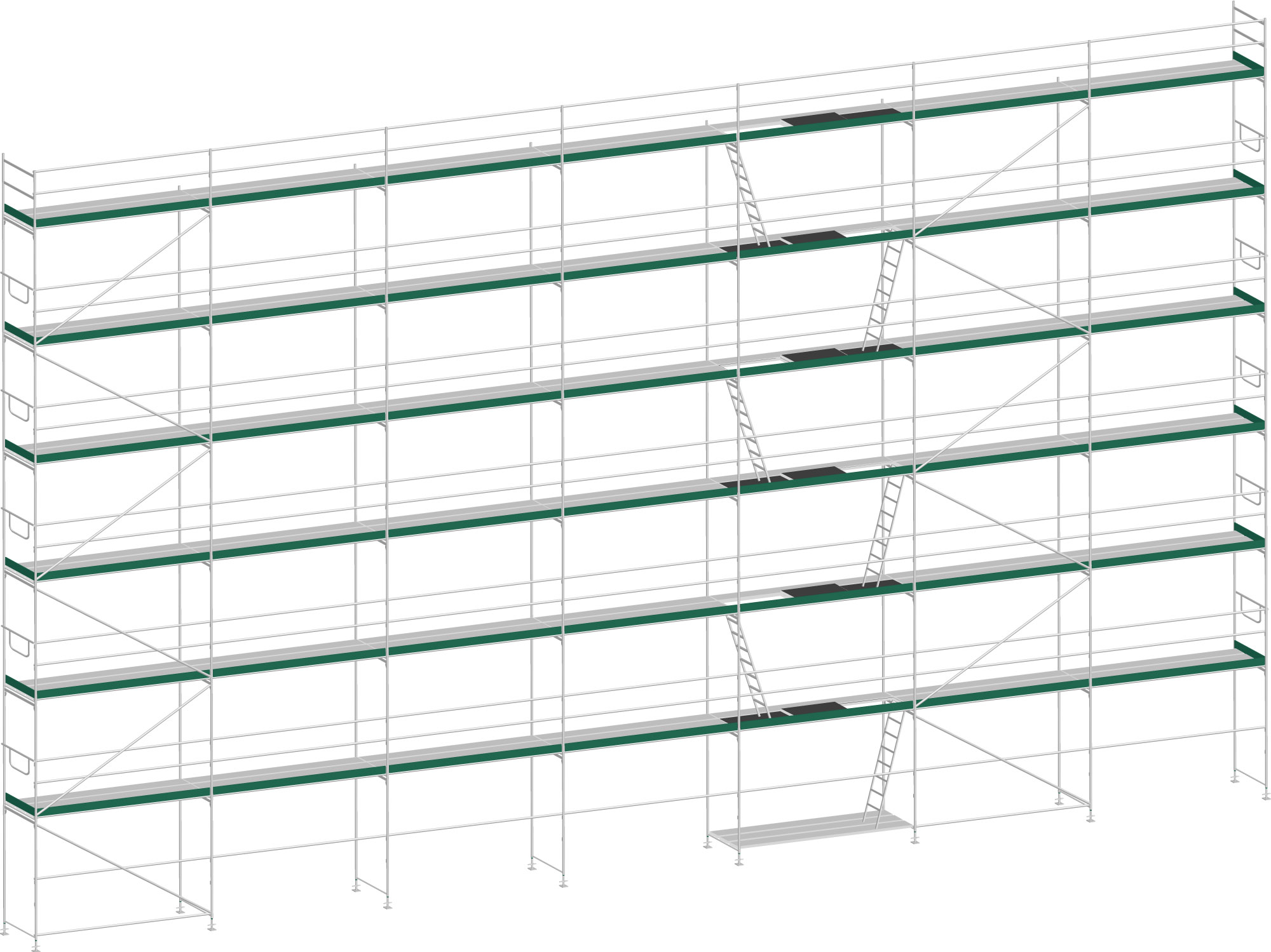 MJ Gerüst UNI 70 Aluminium mit Aluboden 249 m² - 17,50 x 14,20 m