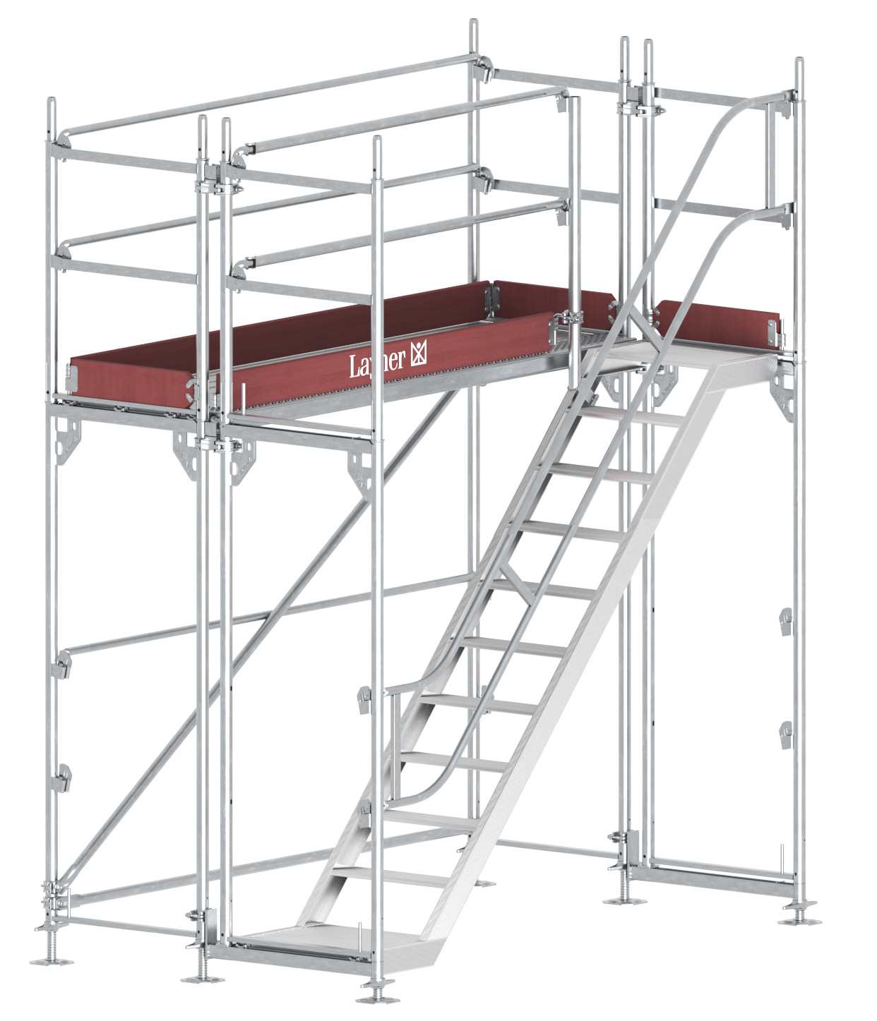 Layher Blitz Treppenturm Stahl - 2,57 x 2,20 m Gerüsttreppenturm Fassadengerüst- komfortabler Aufstieg nach TRBS 2121-2 (LG-1753-0200-S) Bild-01