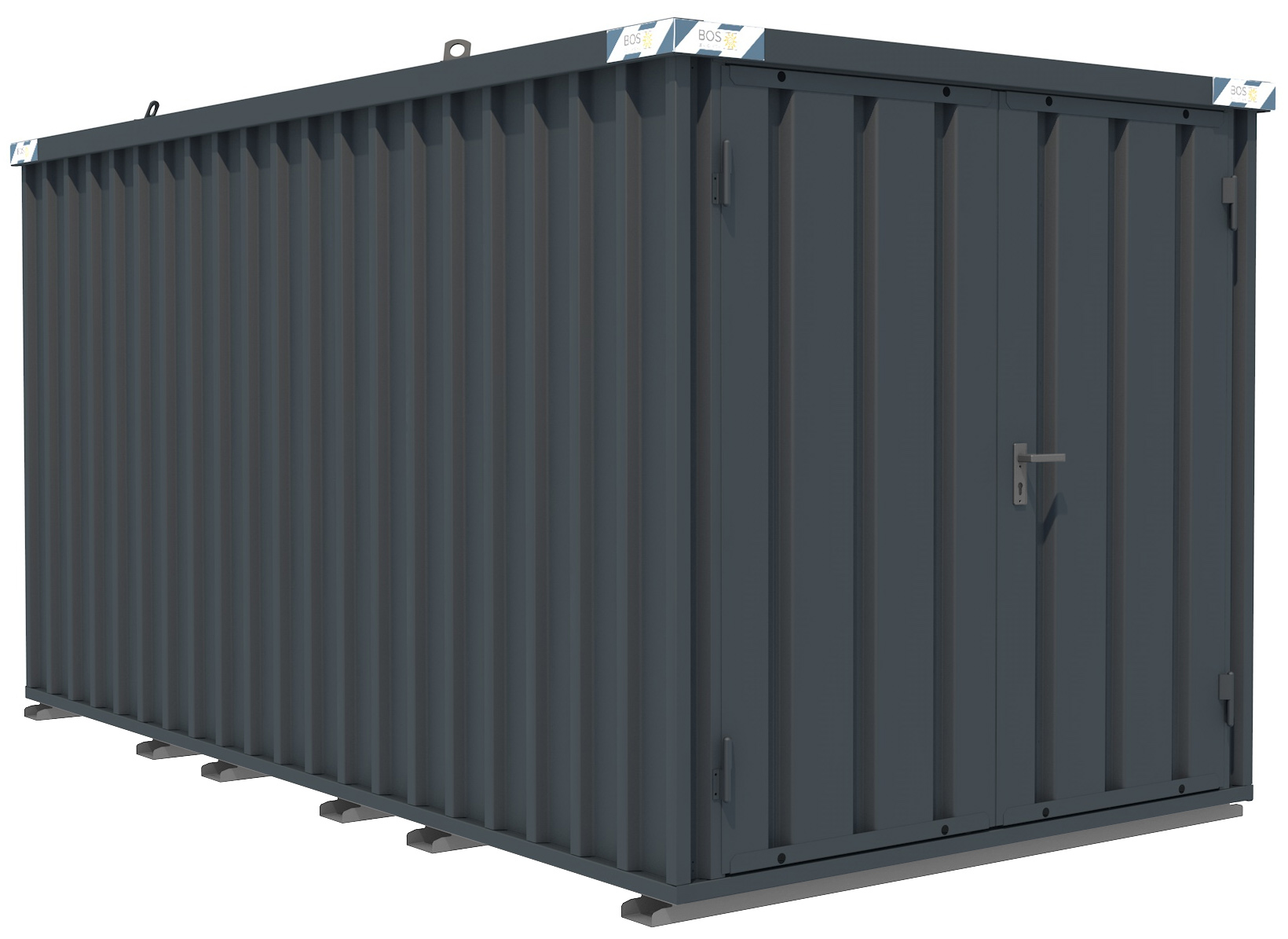 BOS Metallgerätehaus hawego PLUS 4100 x 2100 x 2100 mm anthrazitgrau - 2-flügelige Tür auf 2 m Seite Gartenhaus mit Tür 1750 x 1890 mm - pulverbeschichtet RAL 7016 - inkl. umfangreichem Zubehör (BOS-SC3000-4x2-SZ-HP7016) Bild-01