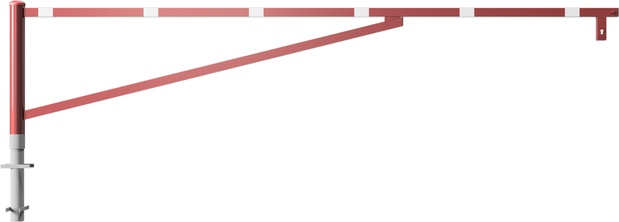 Schake Drehschranke mit 2 Auflagestützen - Schrankenbaum 60 x 40 mm OEP rot | weiß - 4000 mm