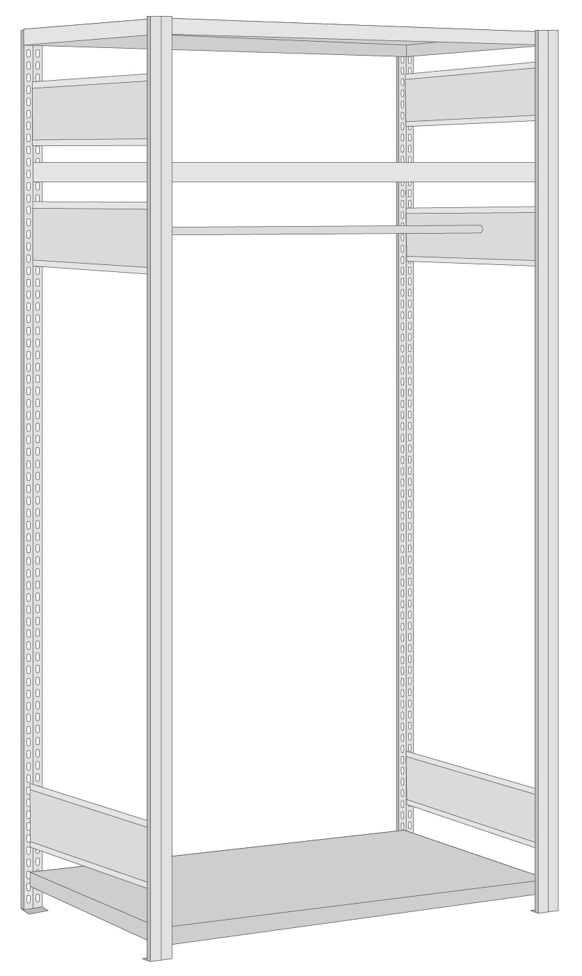 Regalwerk BERT Garderobenregal Einzelfeld 2000 x 1005 x 600 mm Regal mit Fachlast 45 kg (RW-B3-80030-K) Bild-01