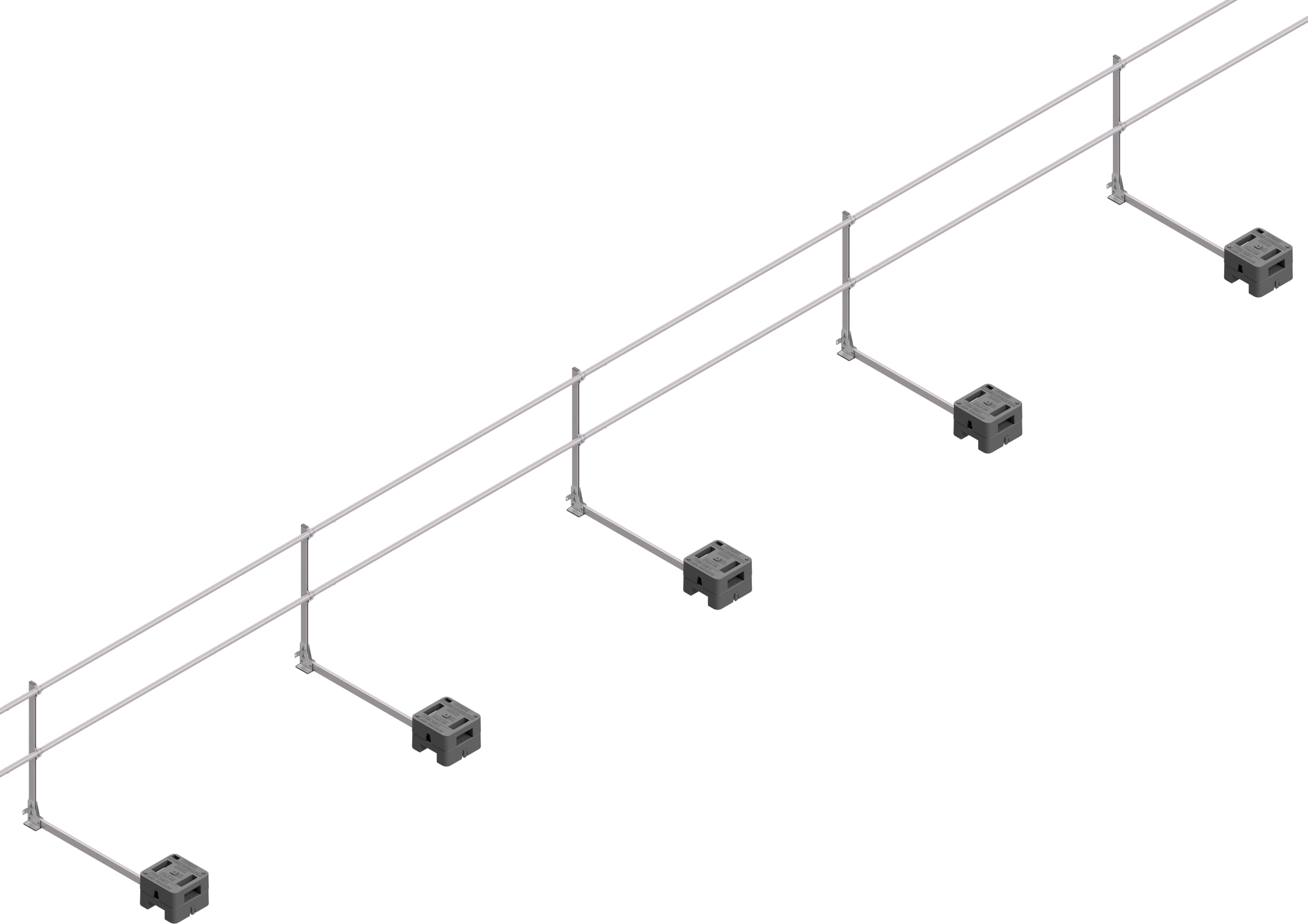 Hymer HYGHTS Flachdach Geländersystem starr mit langem Ausleger - 15,00 m Flachdachseitenschutz-Komplettset Alu-Edelstahl | mobile Absturzsicherung 90° mit Auslegerlänge 1,50 m (HY-30511415) Bild-01