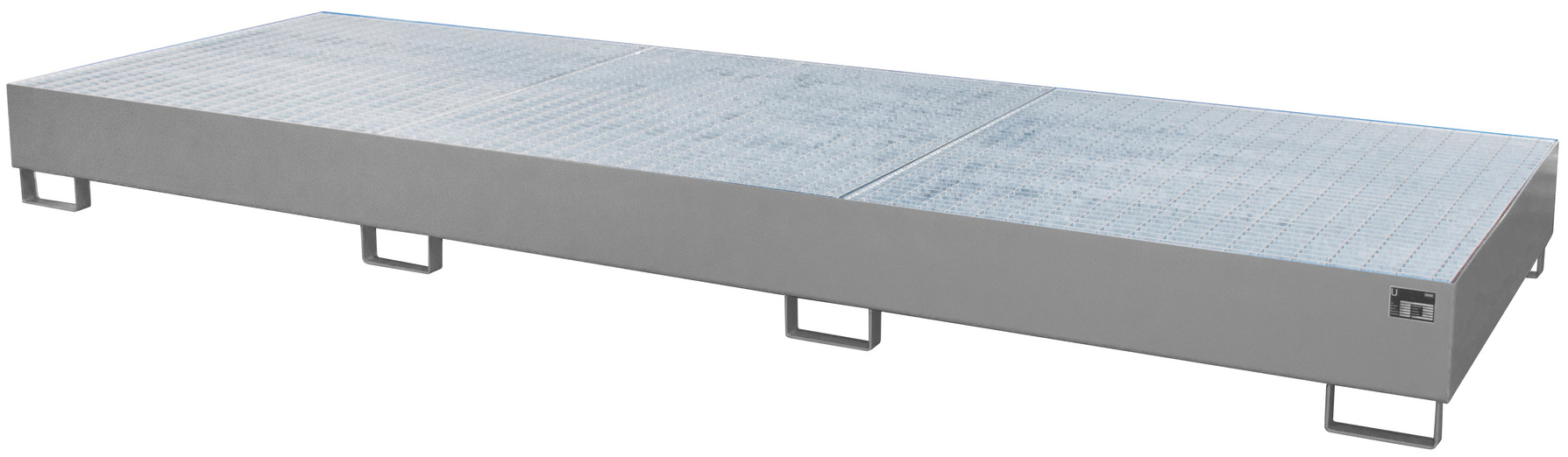 Bauer Auffangwanne Stahl AW 1000-3 - RAL 7005 Gefahrstoffwanne mausgrau pulverbeschichtet mit Gitterrost - Stahlwanne mit 1000 Liter Auffangvolumen (BA-4518-17-0000-5) Bild-01